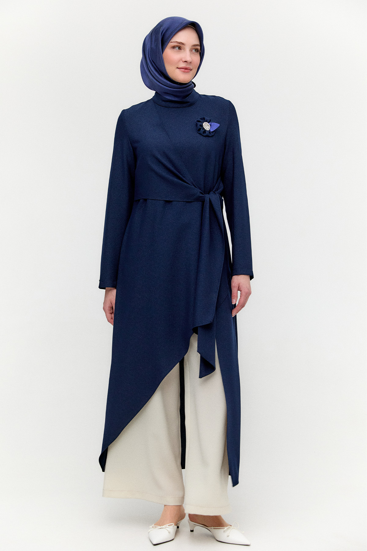 Işıltılı Asimetrik Kesim İkili Takım, Tesettür Giyim