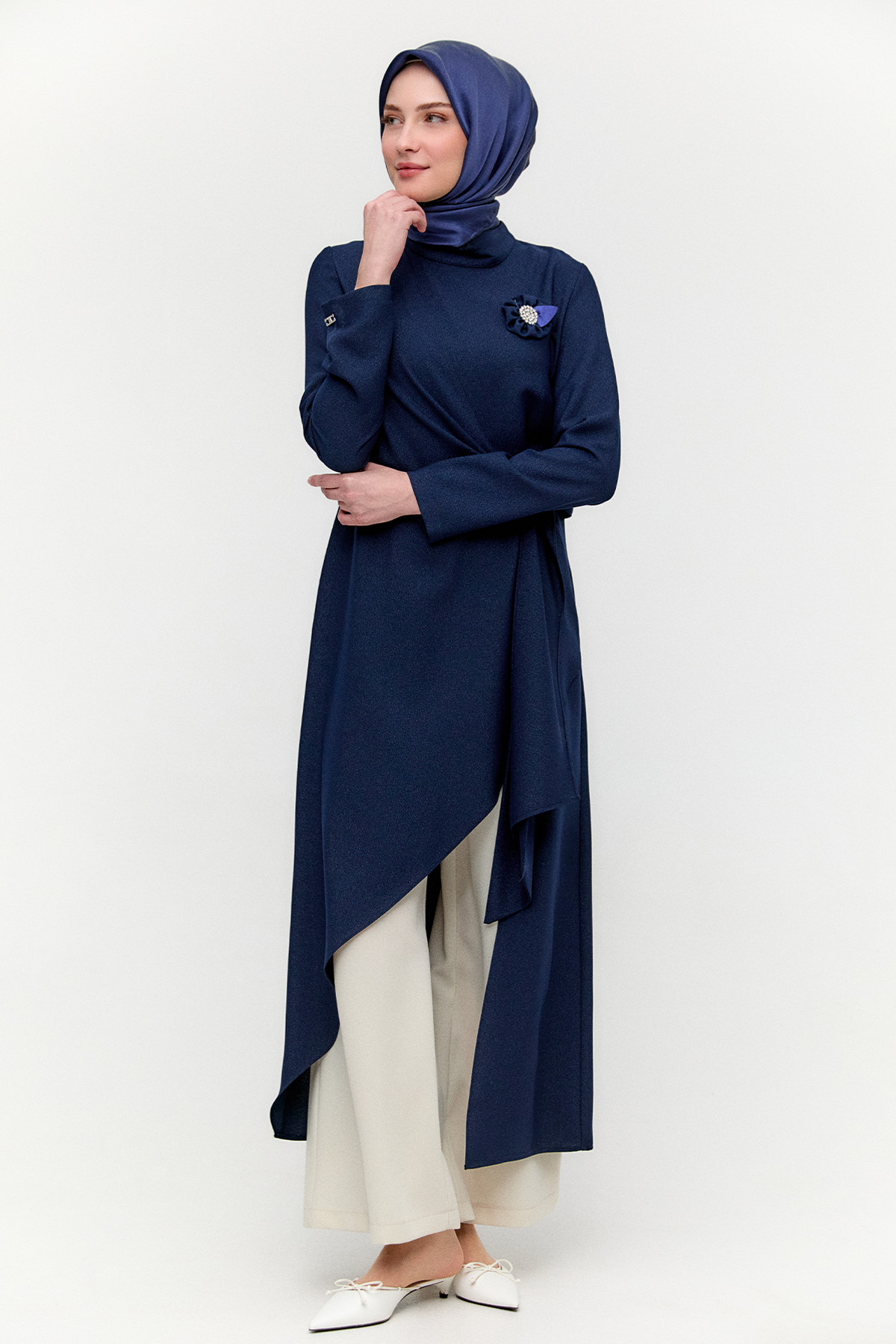 Işıltılı Asimetrik Kesim İkili Takım, Tesettür Giyim