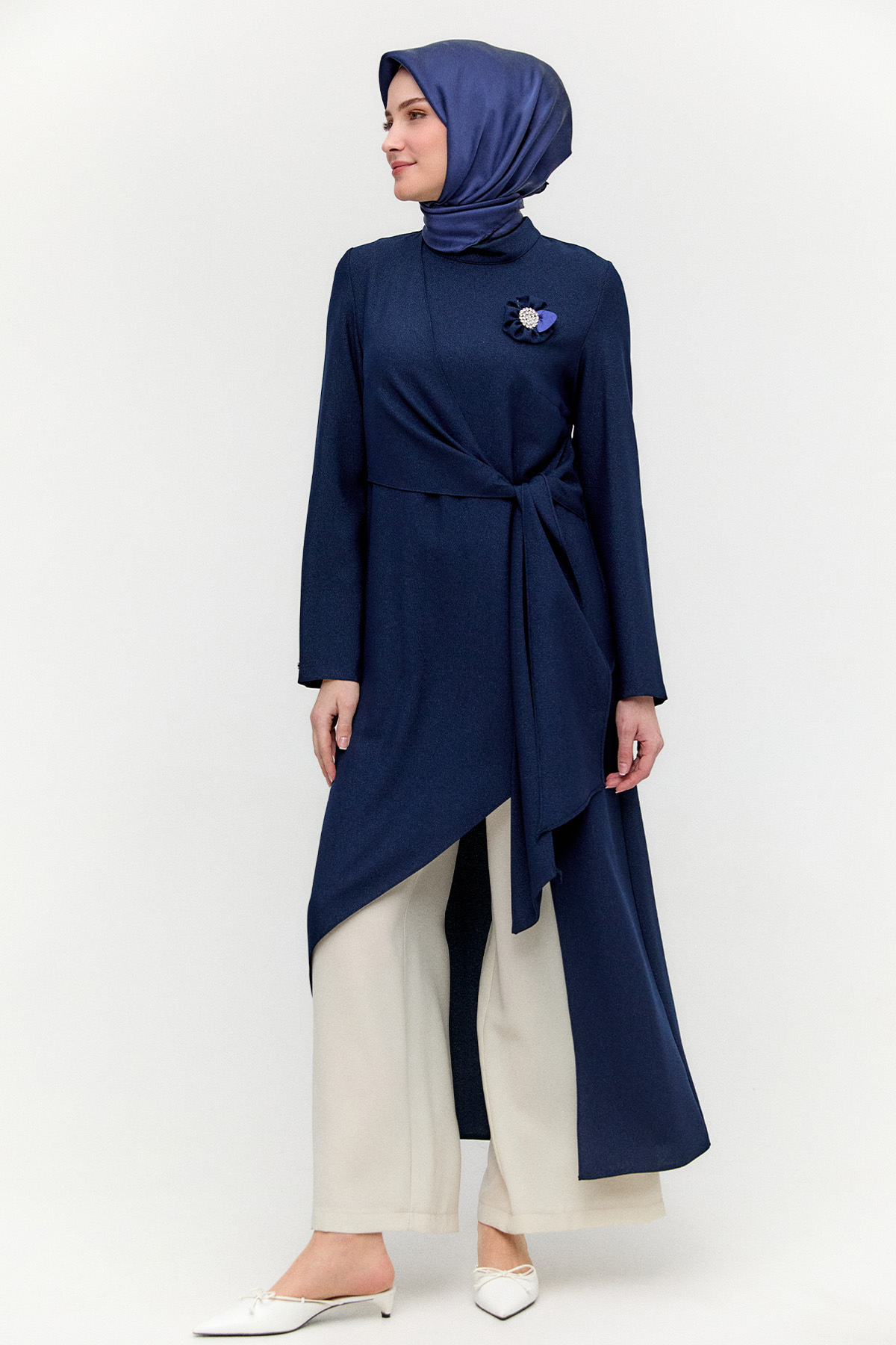 Işıltılı Asimetrik Kesim İkili Takım, Tesettür Giyim