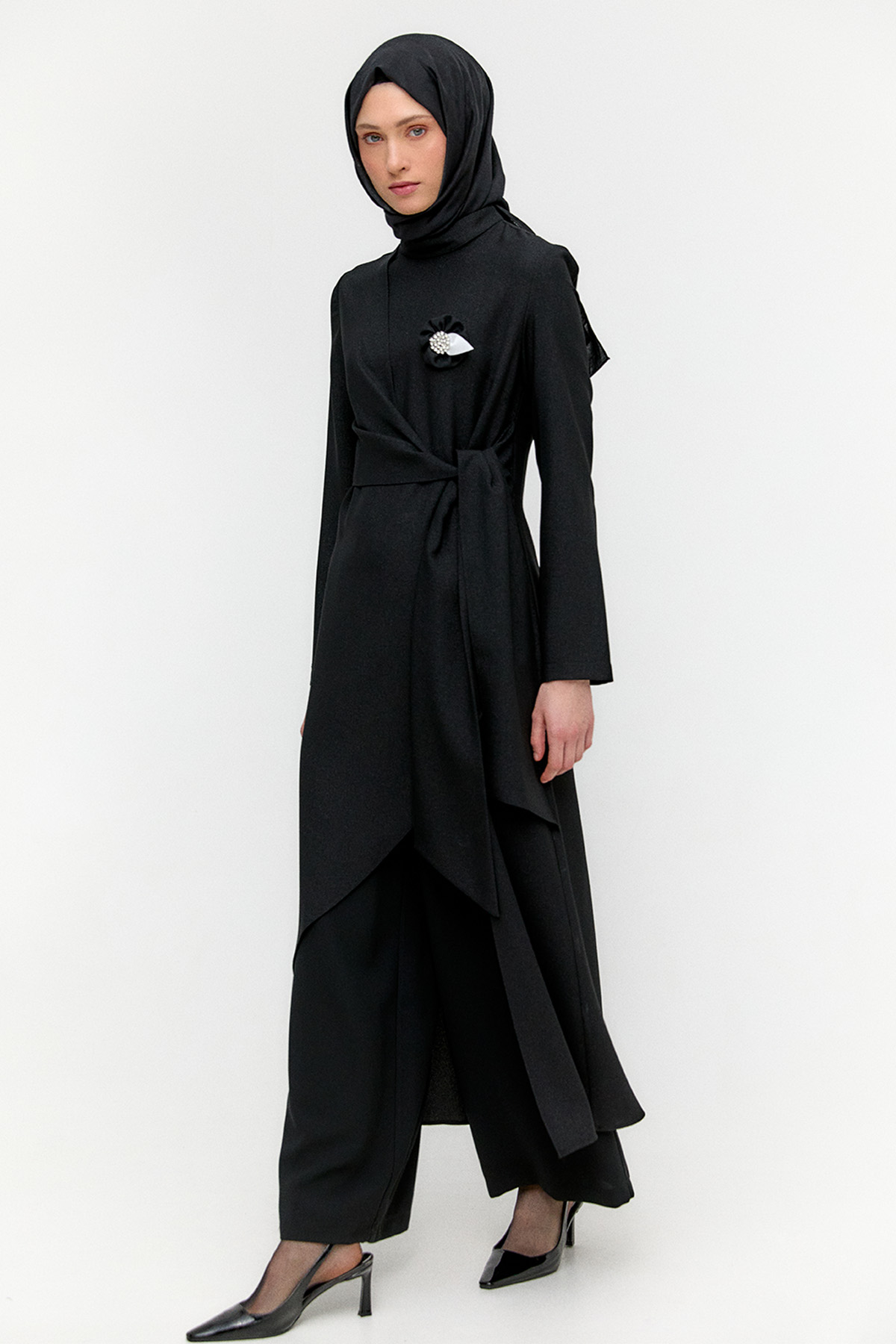 Işıltılı Asimetrik Kesim İkili Takım, Tesettür Giyim