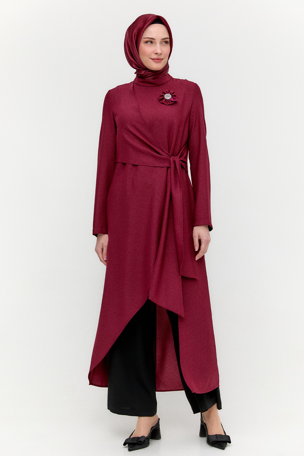 Işıltılı Asimetrik Kesim İkili Takım, Tesettür Giyim