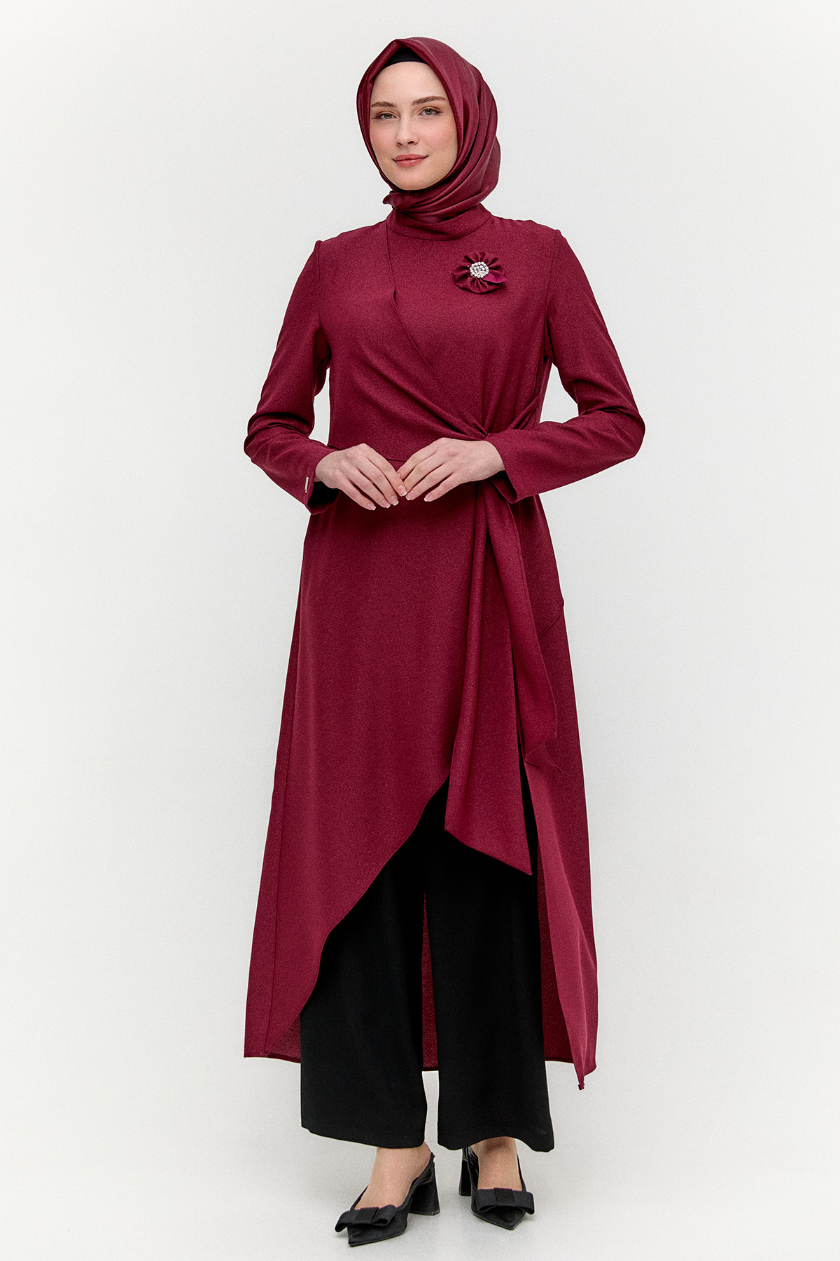 Işıltılı Asimetrik Kesim İkili Takım, Tesettür Giyim