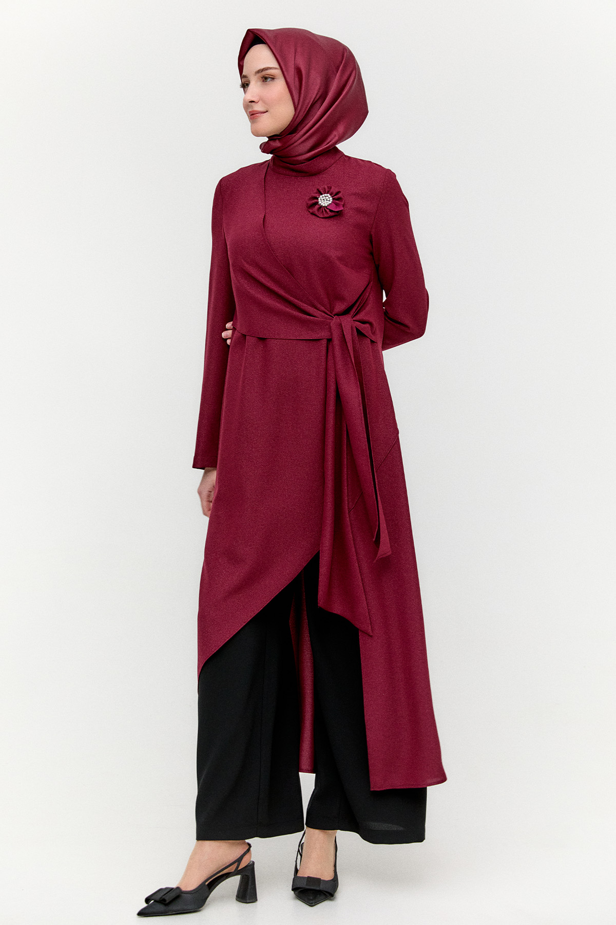 Işıltılı Asimetrik Kesim İkili Takım, Tesettür Giyim