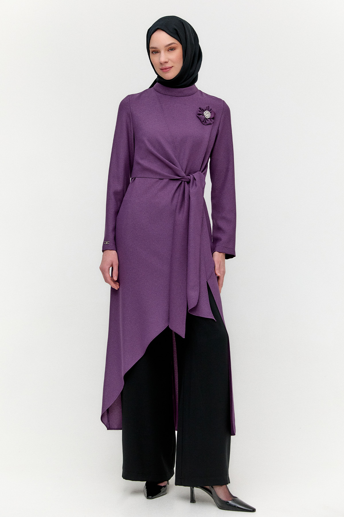 Işıltılı Asimetrik Kesim İkili Takım, Tesettür Giyim