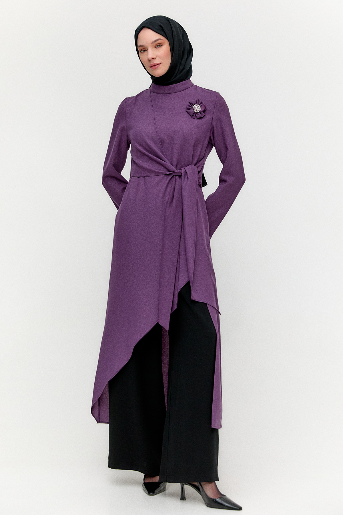 Işıltılı Asimetrik Kesim İkili Takım, Tesettür Giyim