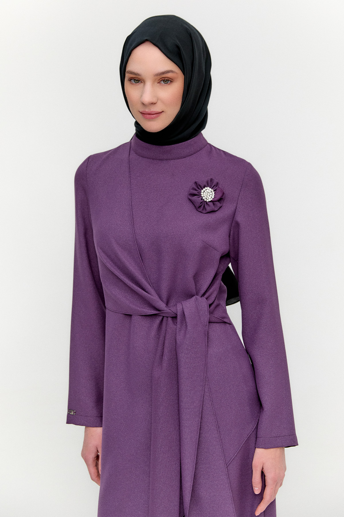 Işıltılı Asimetrik Kesim İkili Takım, Tesettür Giyim