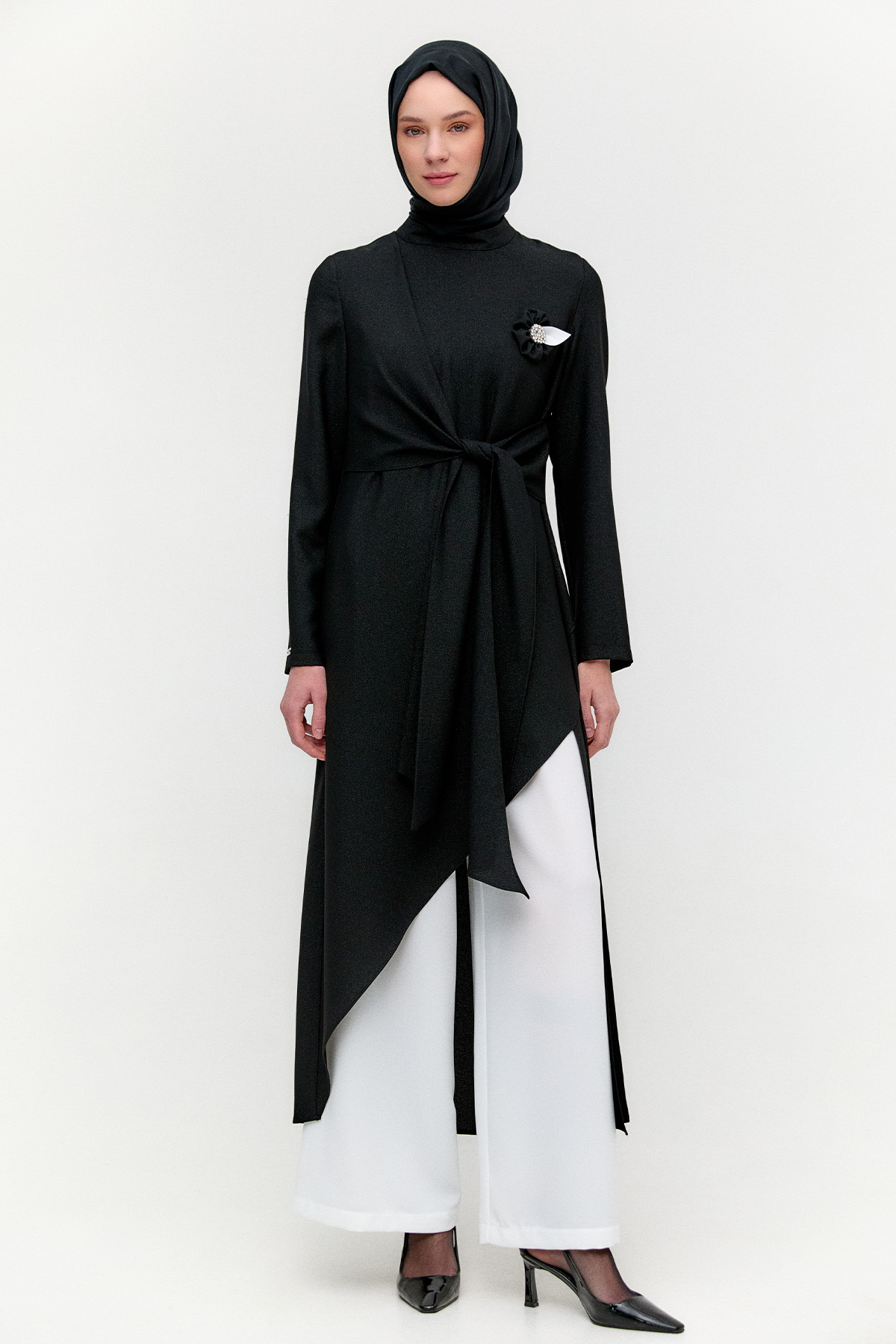 Işıltılı Asimetrik Kesim İkili Takım, Tesettür Giyim