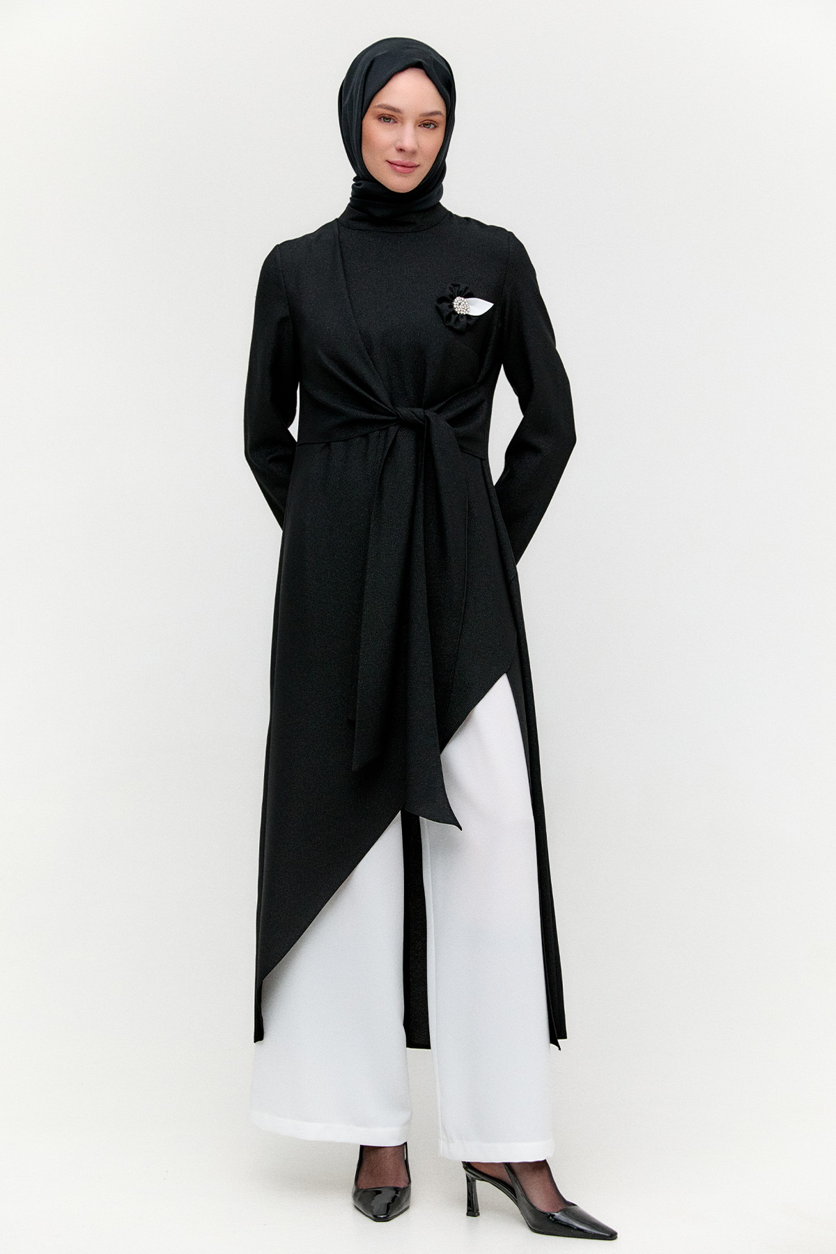 Işıltılı Asimetrik Kesim İkili Takım, Tesettür Giyim