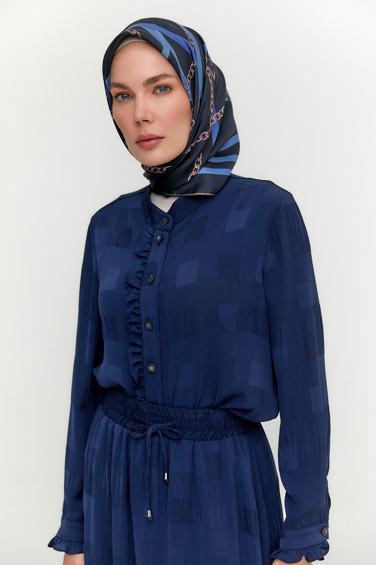 Jakarlı Kareli İkili Takım, Tesettür Giyim