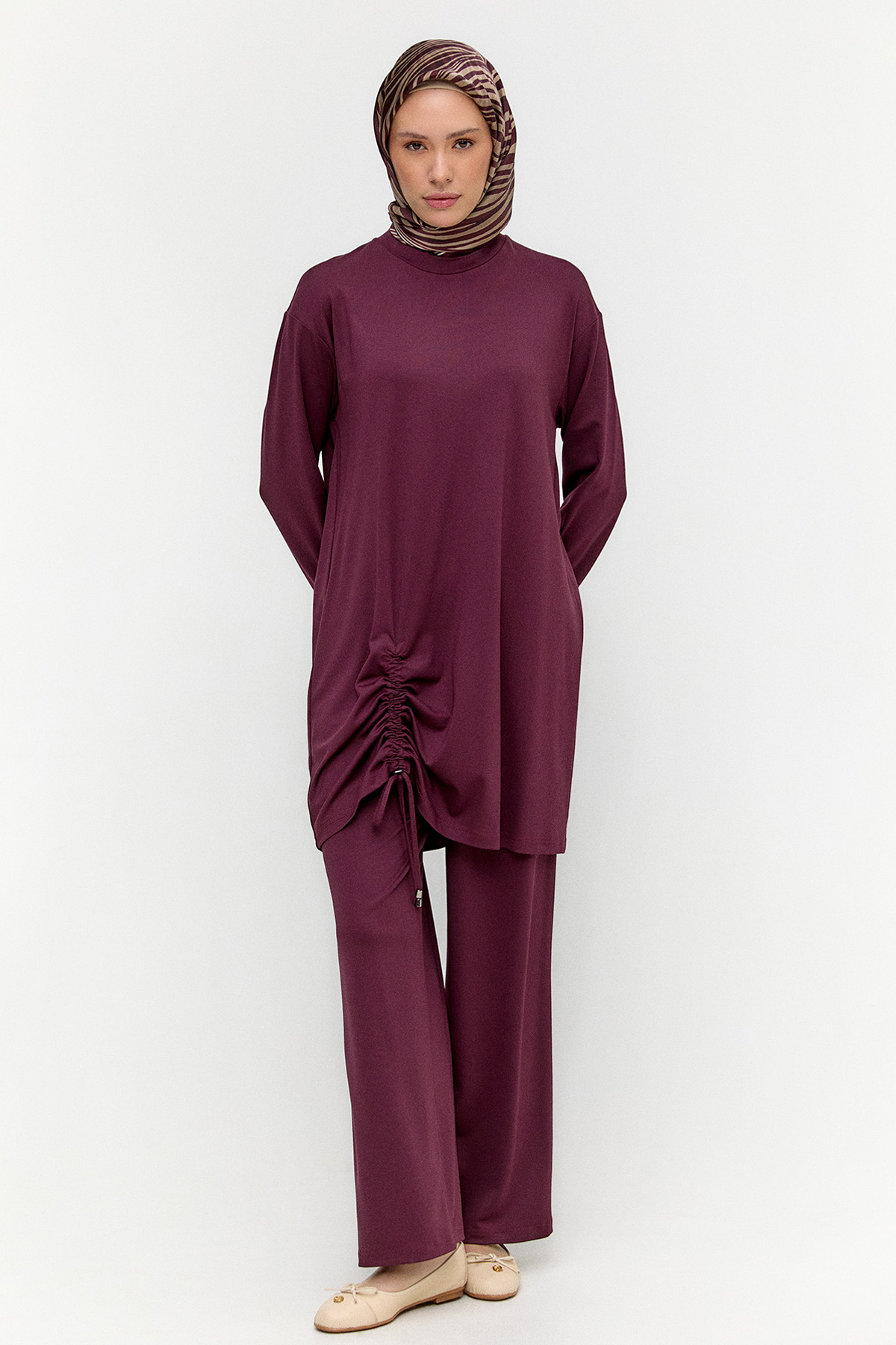 Büzgü Detaylı Modal İkili Takım, Tesettür Giyim