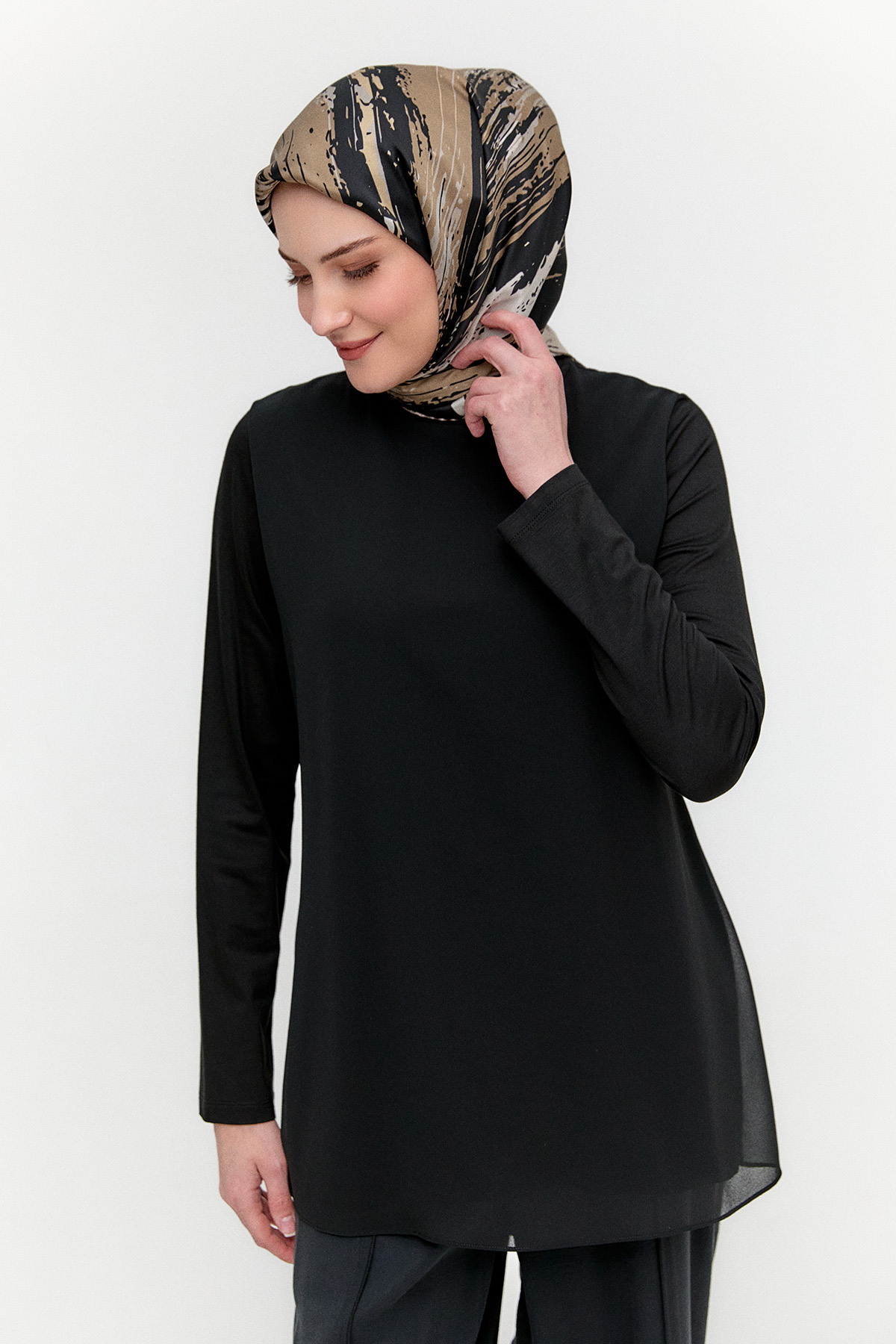 Şifon Parçalı Basic Tunik, Tesettür Giyim