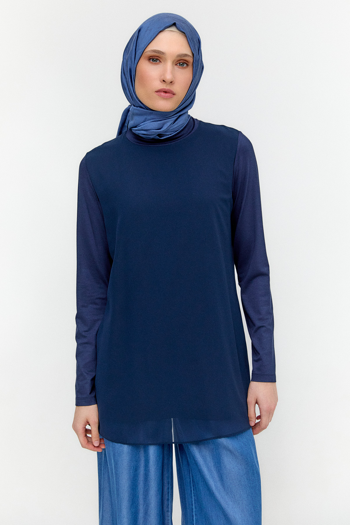 Şifon Parçalı Basic Tunik, Tesettür Giyim