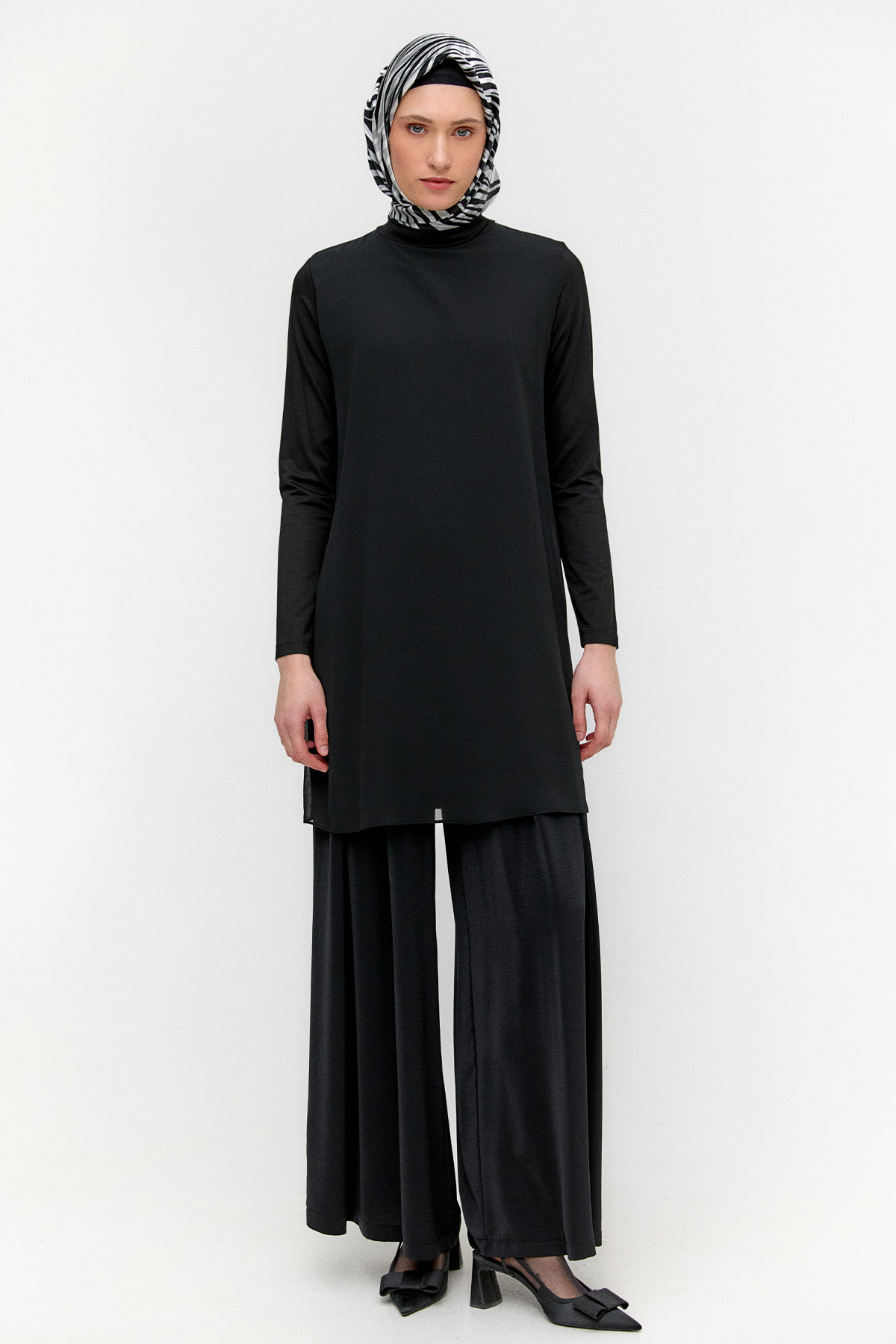 Şifon Parçalı Basic Uzun Tunik, Tesettür Giyim