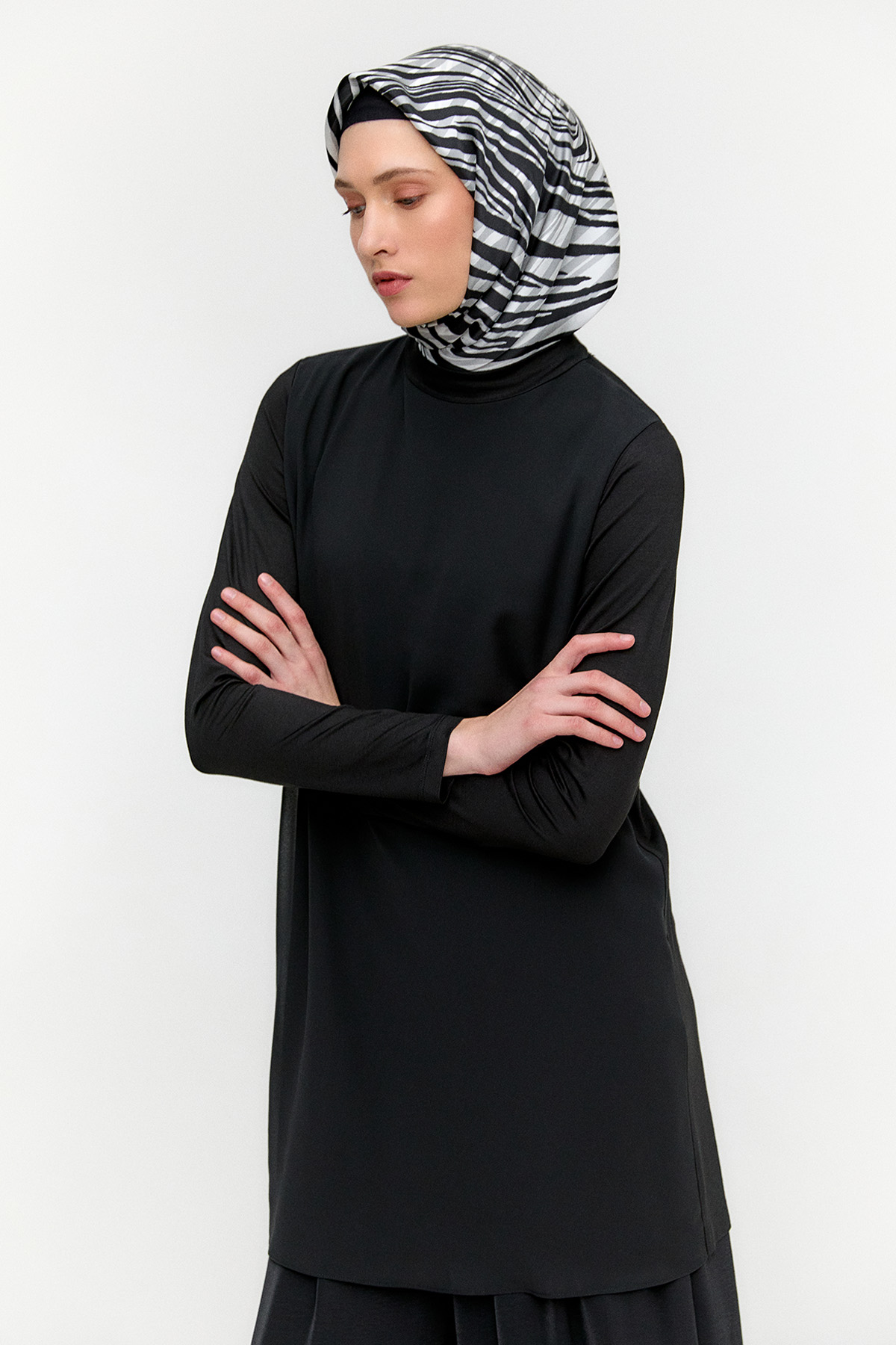 Şifon Parçalı Basic Uzun Tunik, Tesettür Giyim