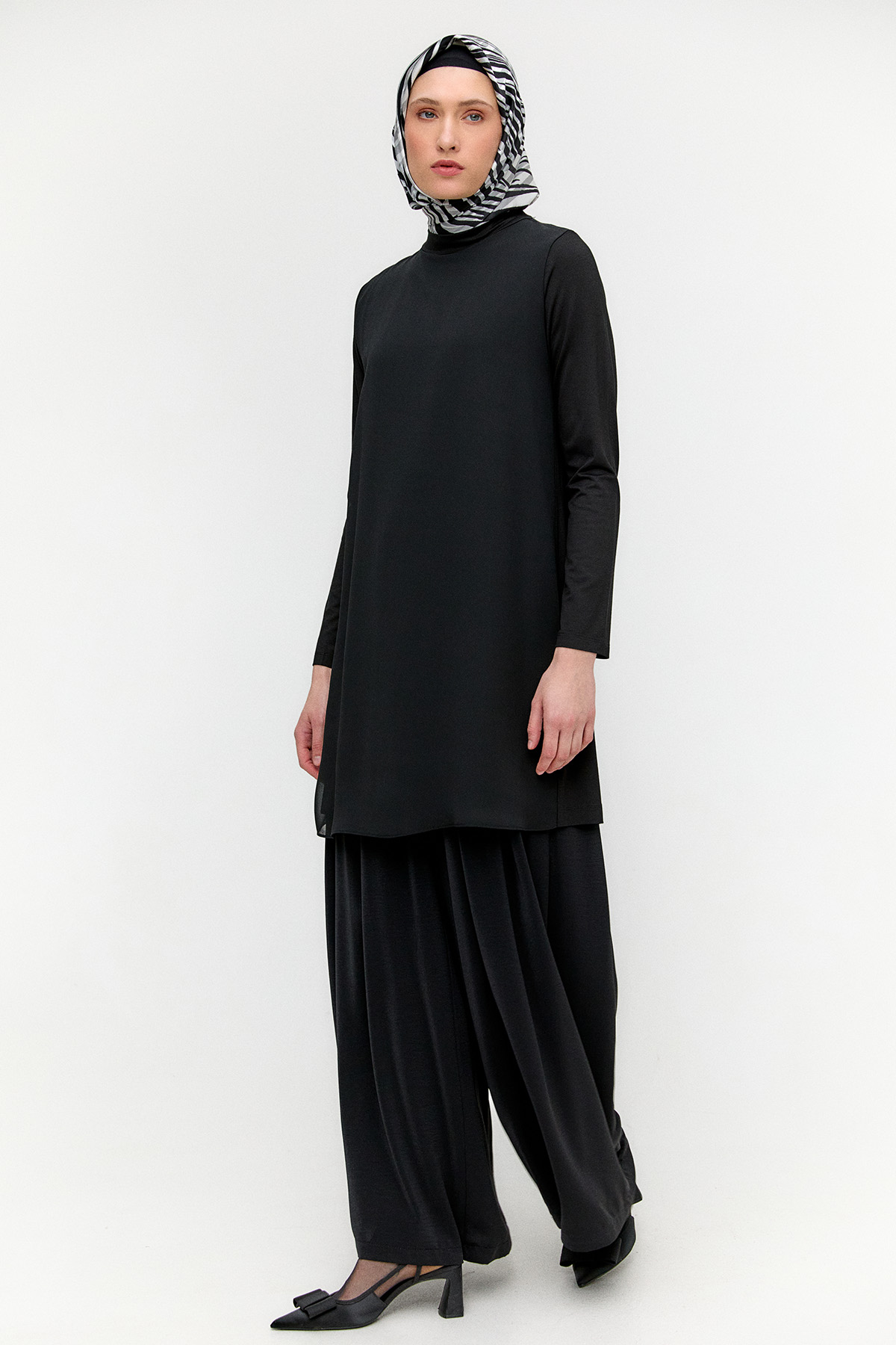 Şifon Parçalı Basic Uzun Tunik, Tesettür Giyim