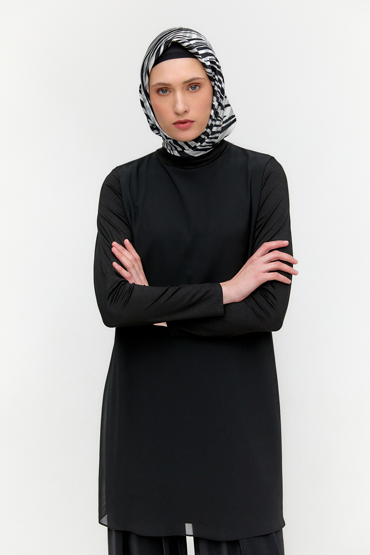 Şifon Parçalı Basic Uzun Tunik, Tesettür Giyim