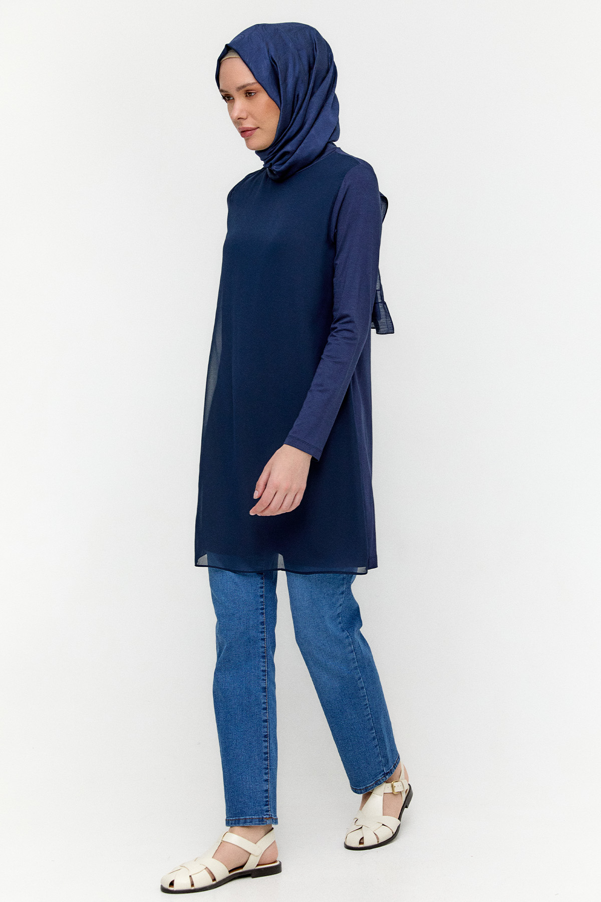 Şifon Parçalı Basic Uzun Tunik, Tesettür Giyim