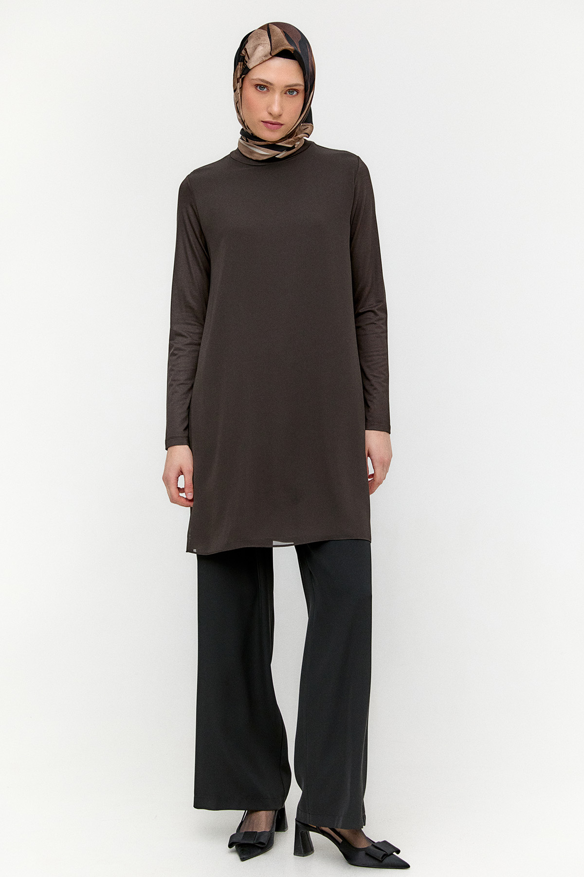 Şifon Parçalı Basic Uzun Tunik, Tesettür Giyim