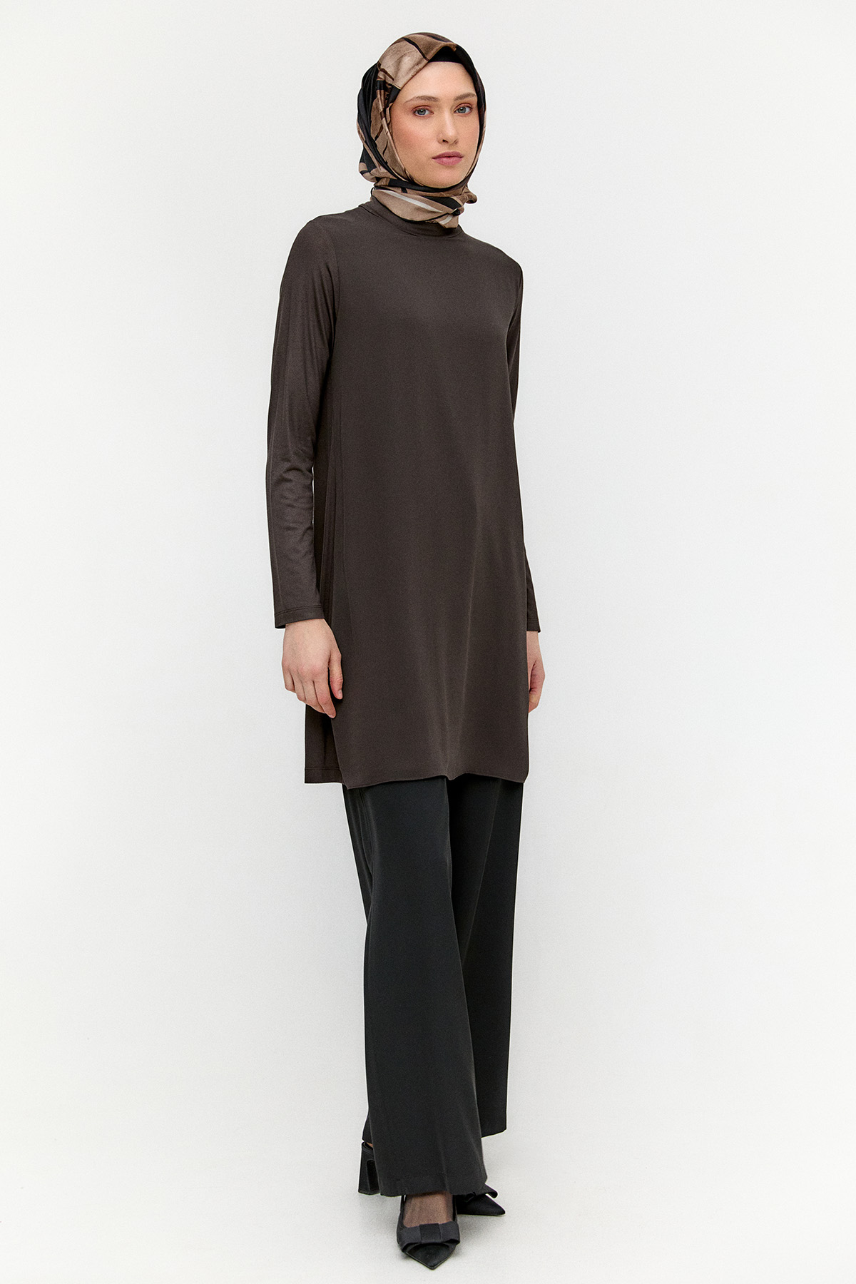 Şifon Parçalı Basic Uzun Tunik, Tesettür Giyim