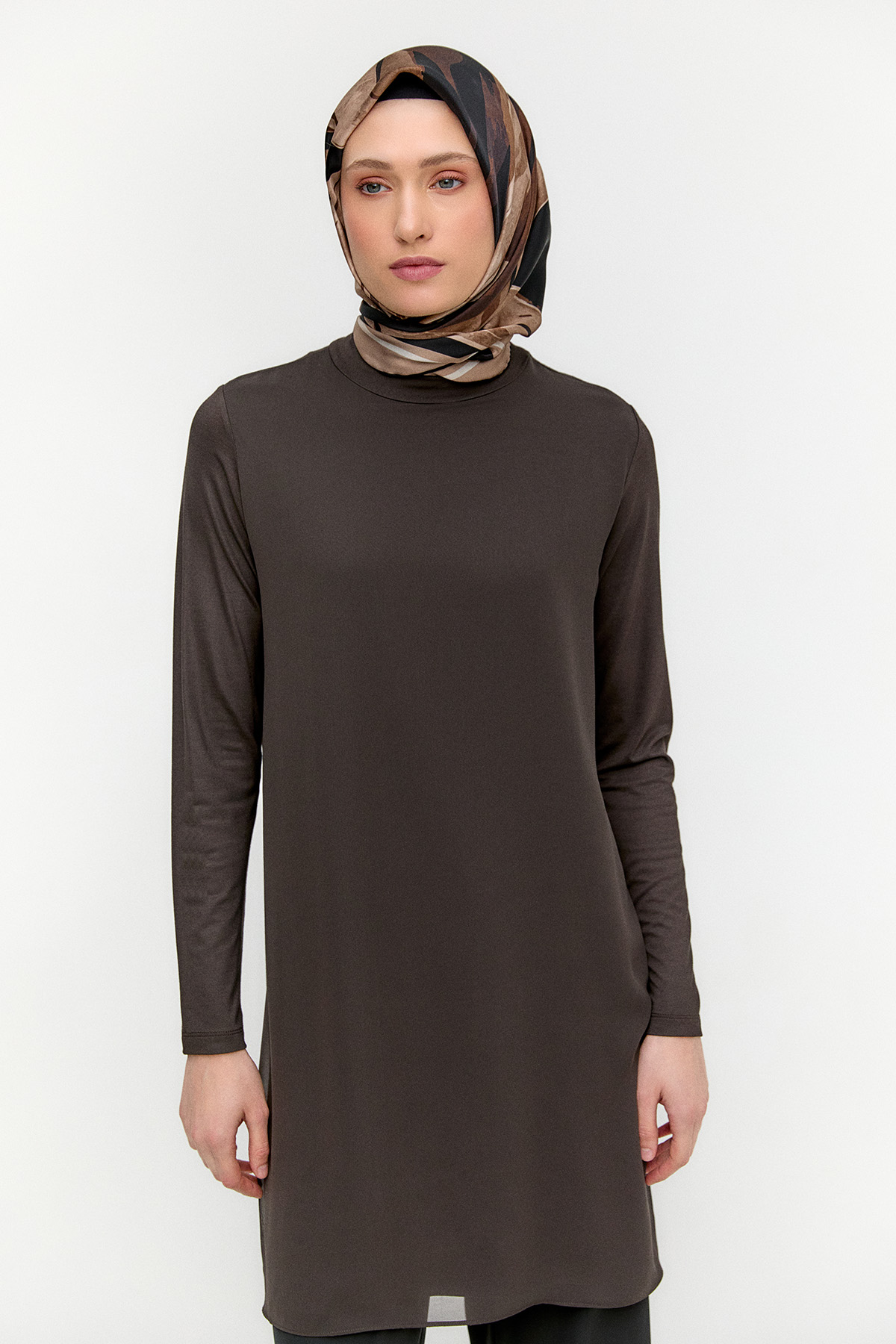 Şifon Parçalı Basic Uzun Tunik, Tesettür Giyim