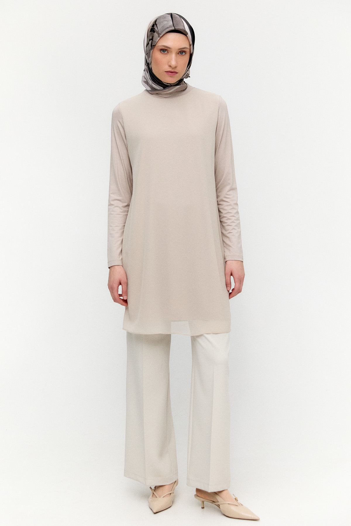 Şifon Parçalı Basic Uzun Tunik, Tesettür Giyim