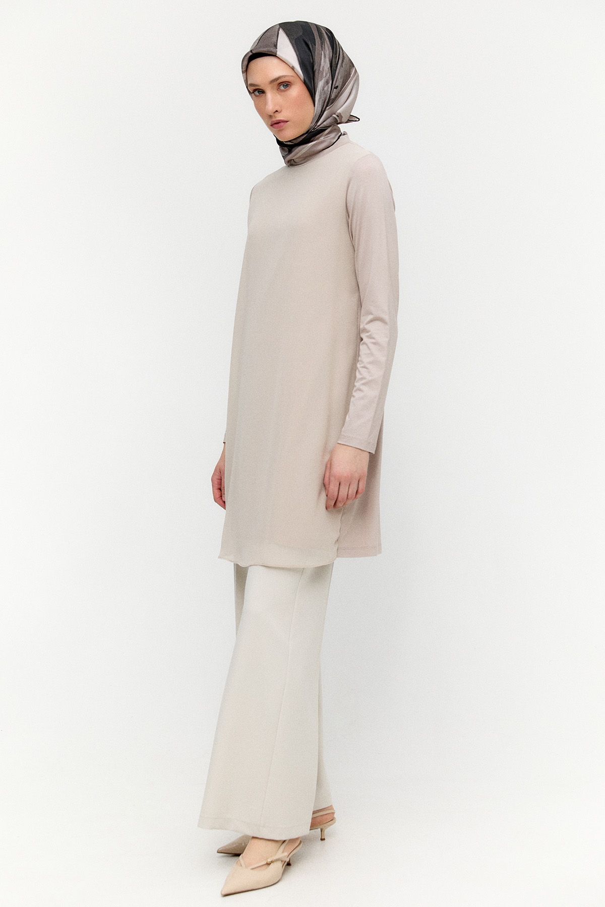 Şifon Parçalı Basic Uzun Tunik, Tesettür Giyim