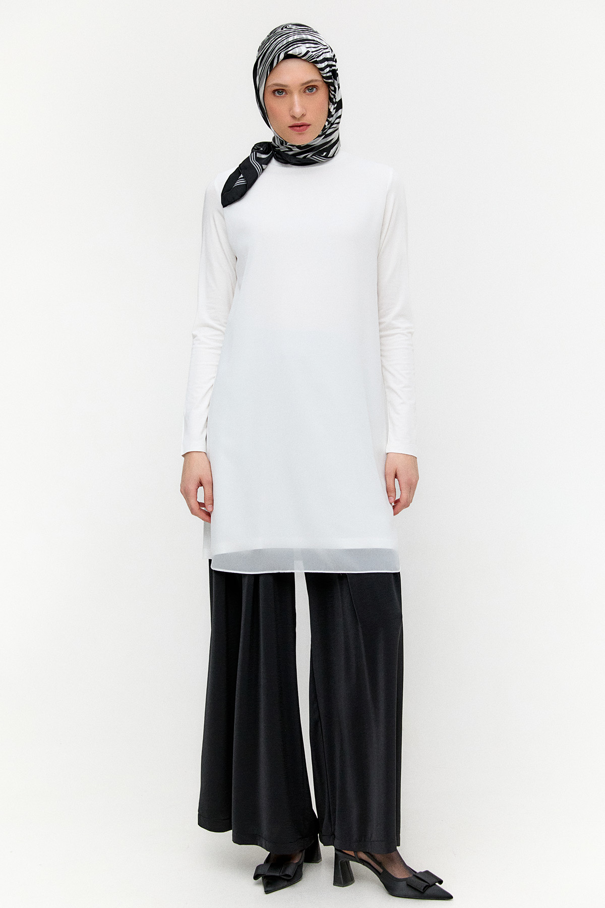 Şifon Parçalı Basic Uzun Tunik, Tesettür Giyim