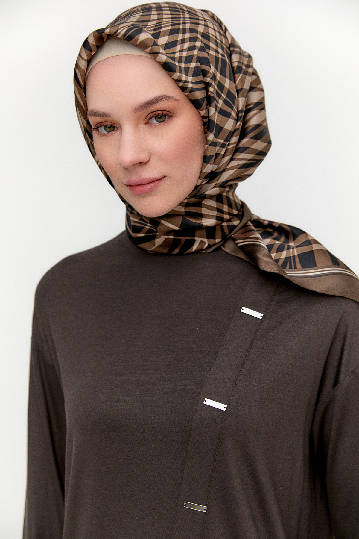 Metal Detaylı Oversize Penye Tunik, Tesettür Giyim