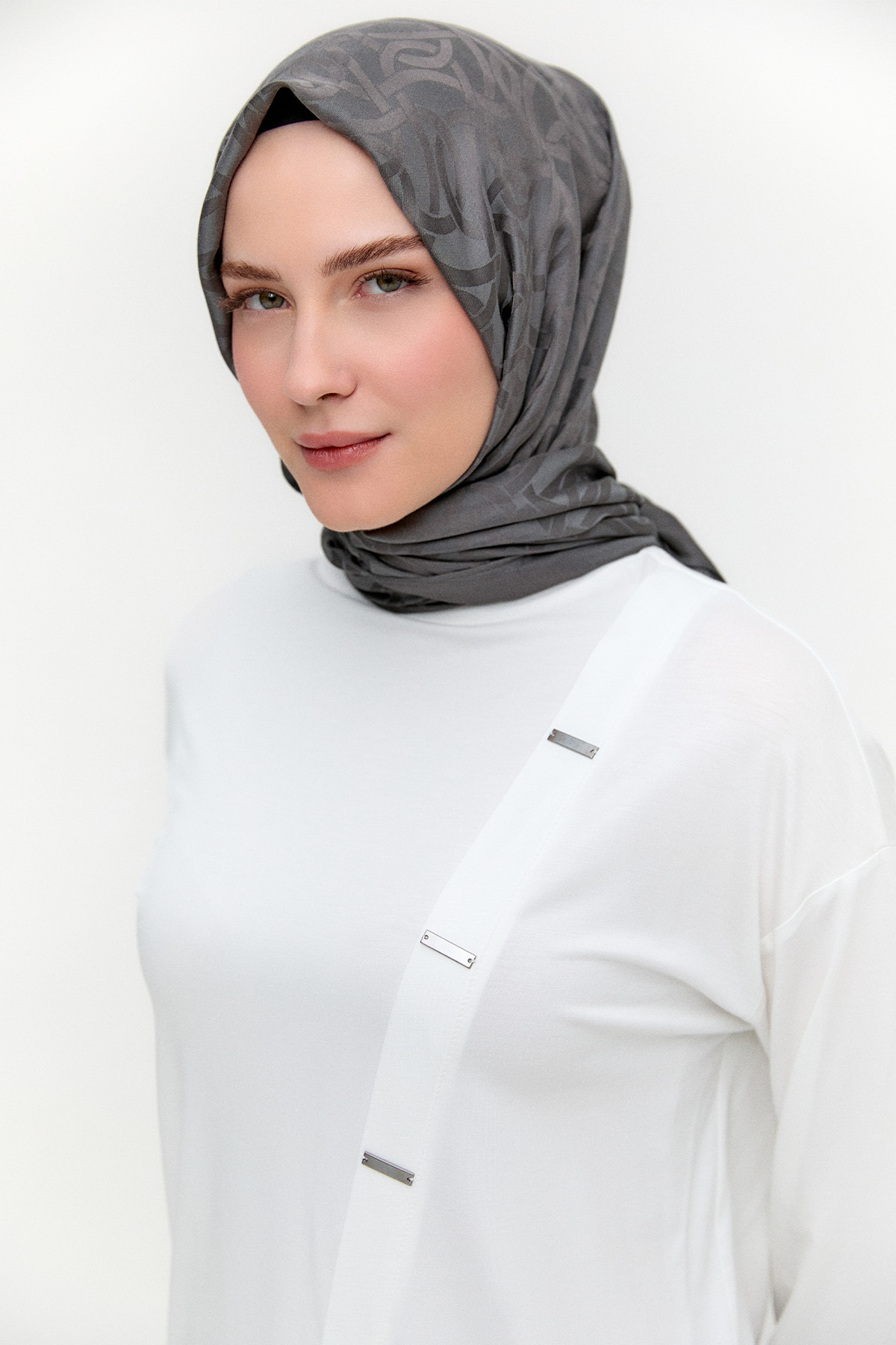 Metal Detaylı Oversize Penye Tunik, Tesettür Giyim