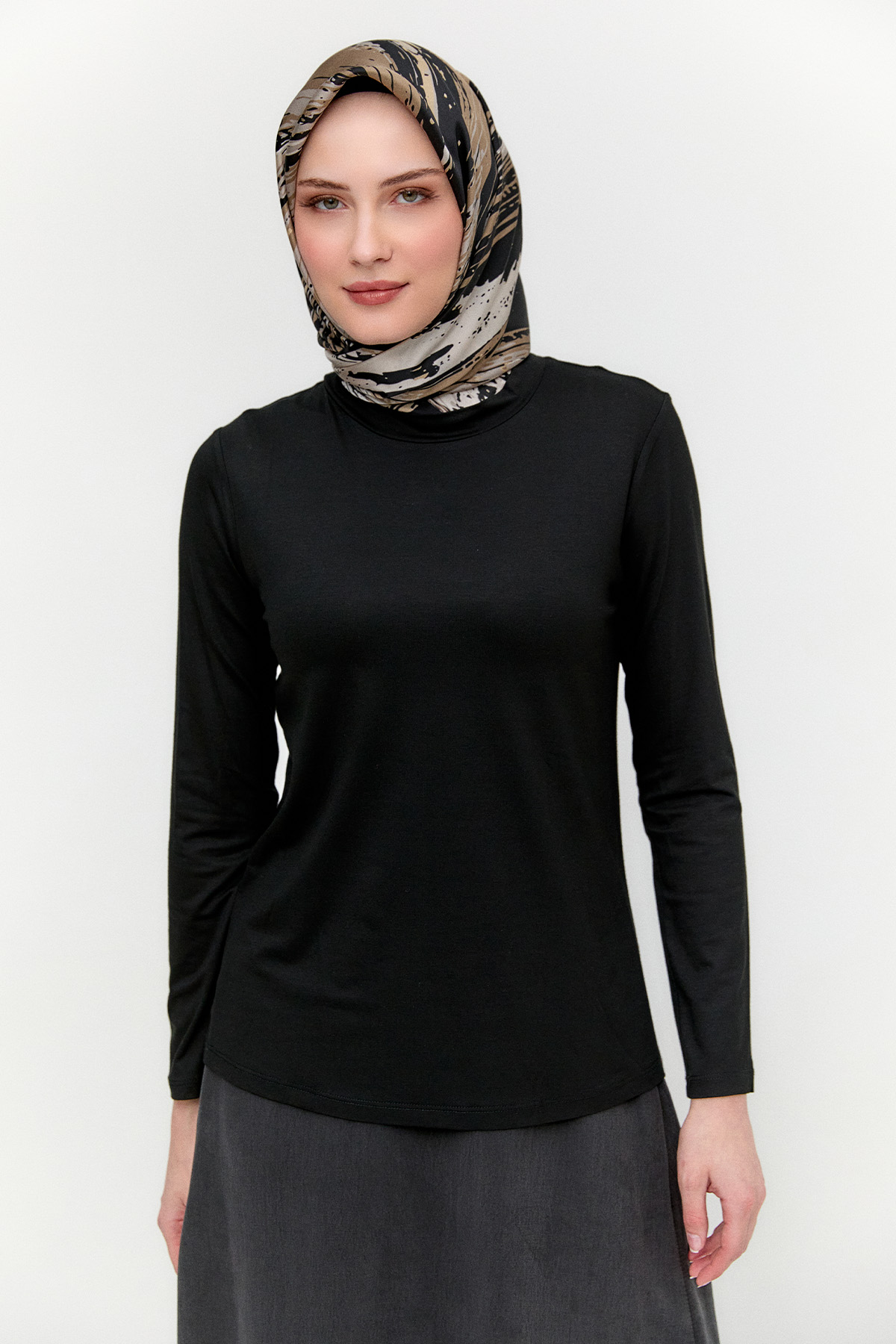 Basic Uzun Kollu Penye Tunik, Tesettür Giyim