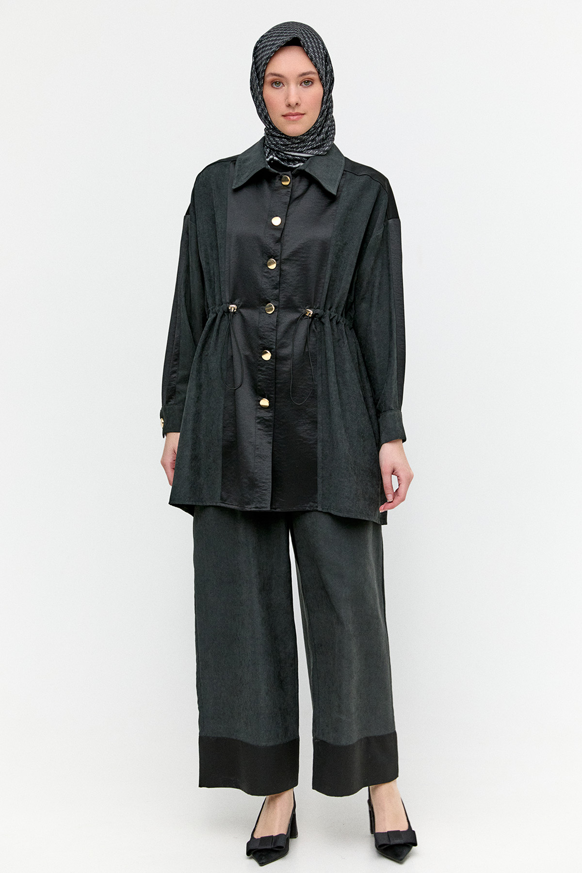 Düğmeli Lyocell Tunik, Tesettür Giyim