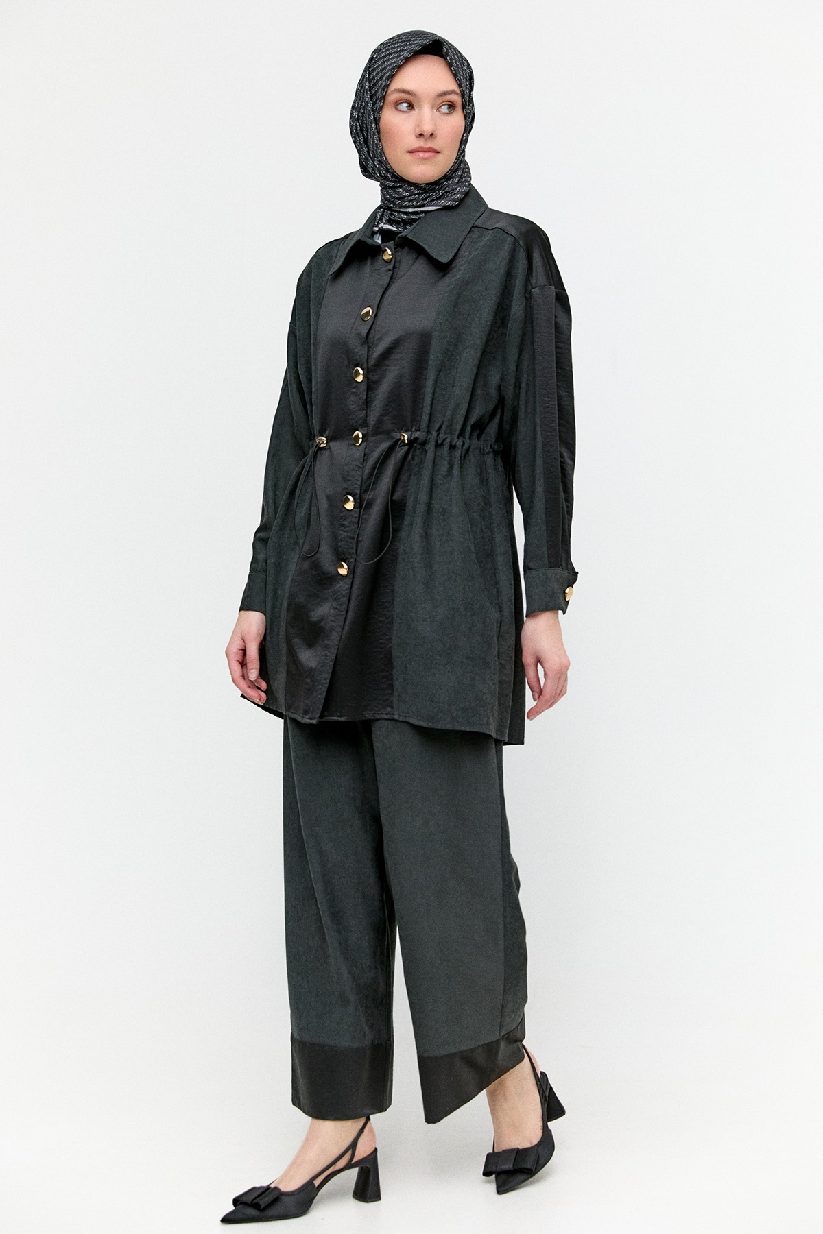 Düğmeli Lyocell Tunik, Tesettür Giyim