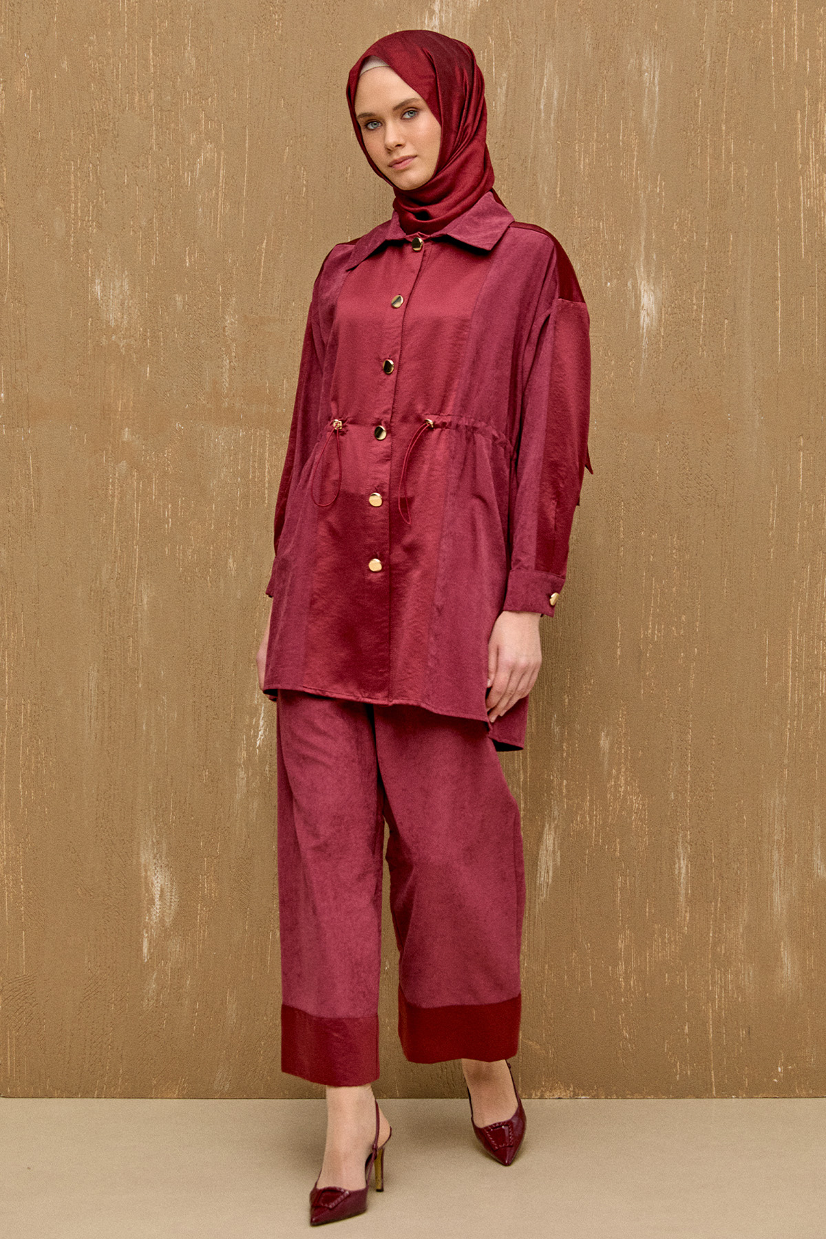 Düğmeli Lyocell Tunik, Tesettür Giyim