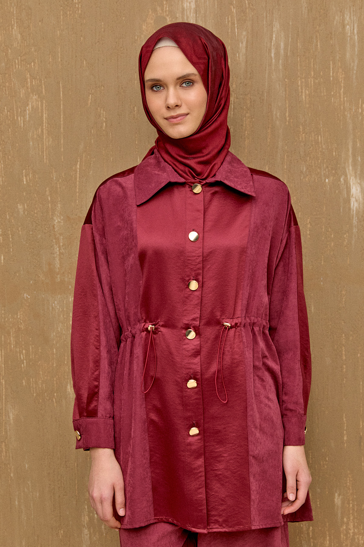 Düğmeli Lyocell Tunik, Tesettür Giyim