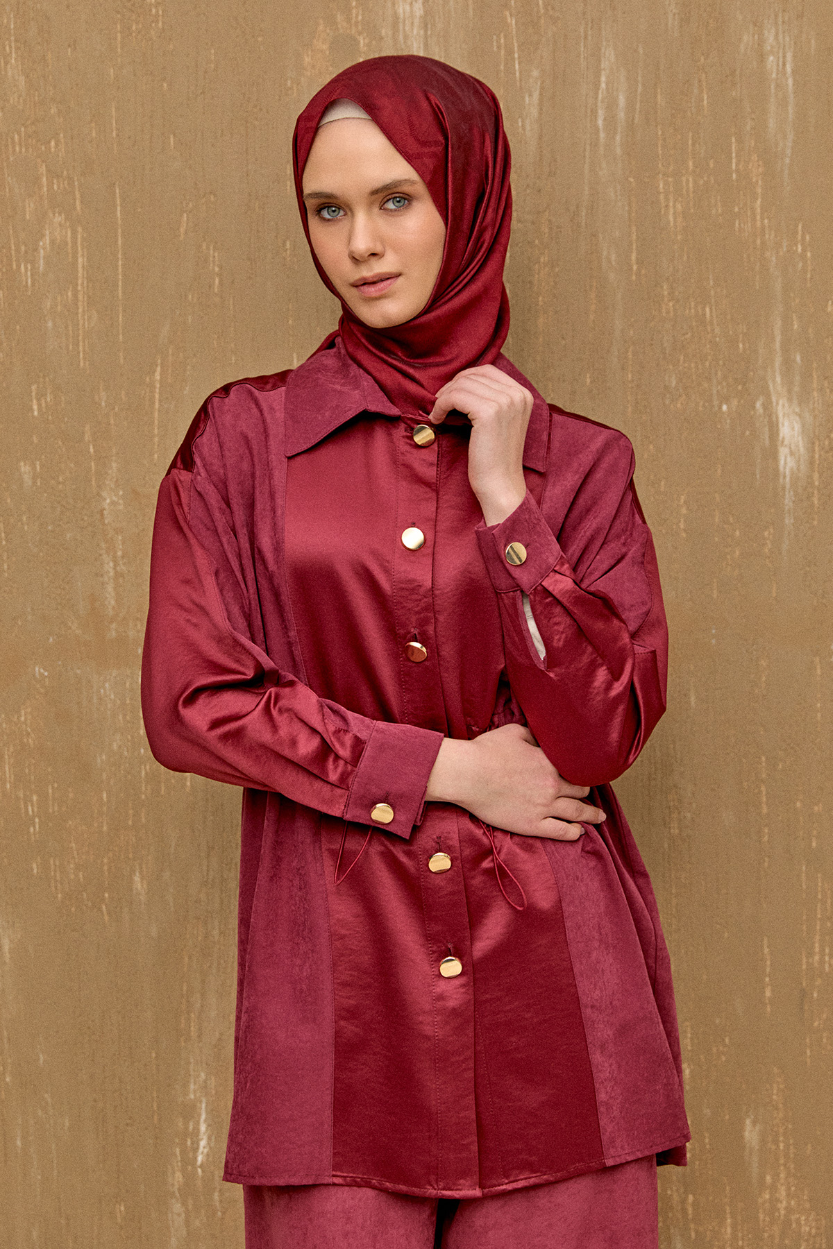 Düğmeli Lyocell Tunik, Tesettür Giyim