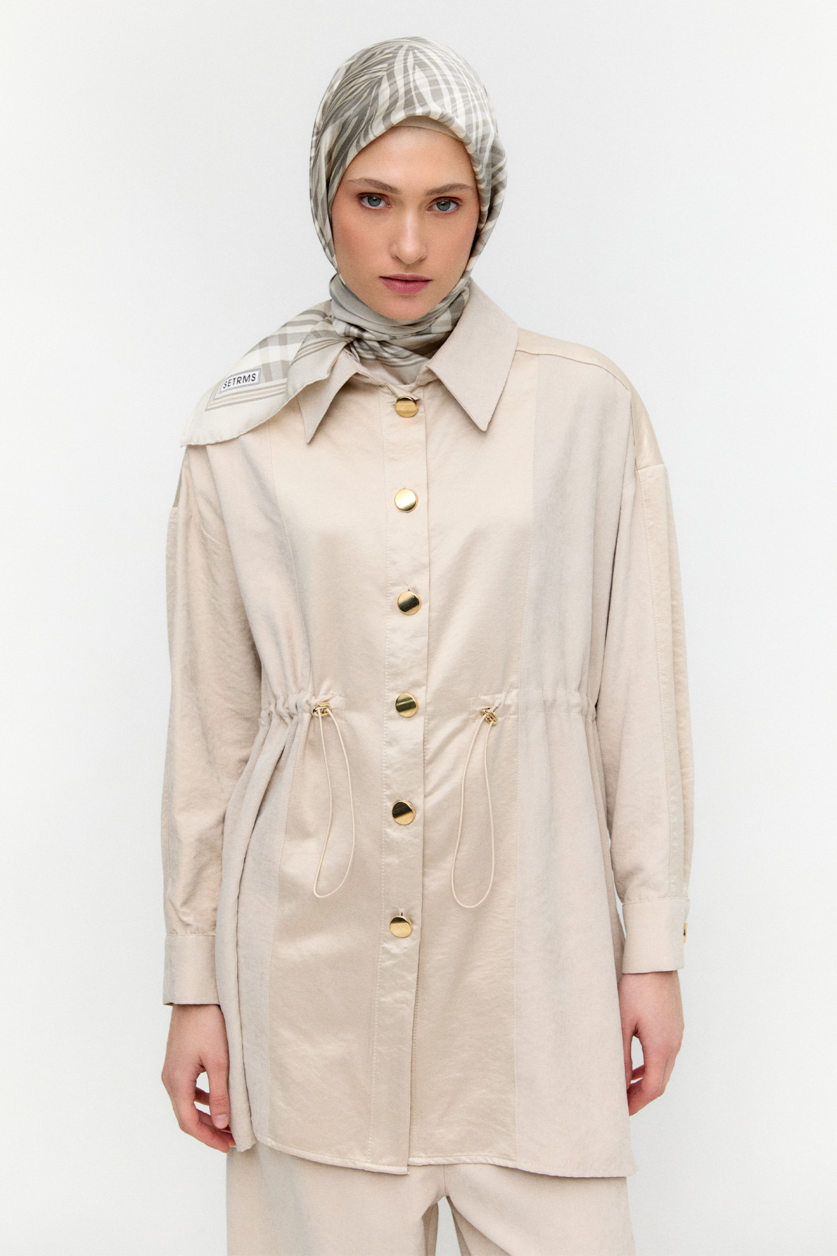 Düğmeli Lyocell Tunik, Tesettür Giyim