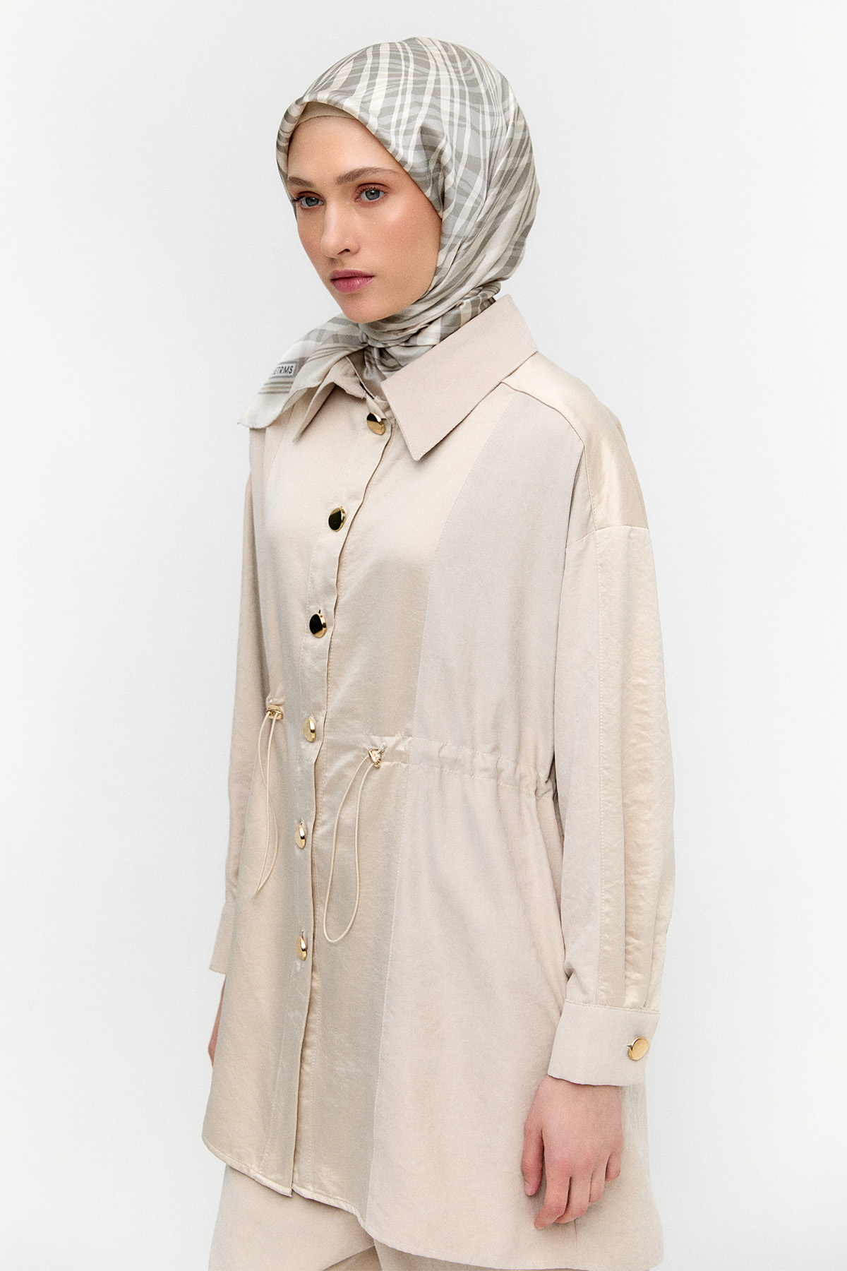 Düğmeli Lyocell Tunik, Tesettür Giyim