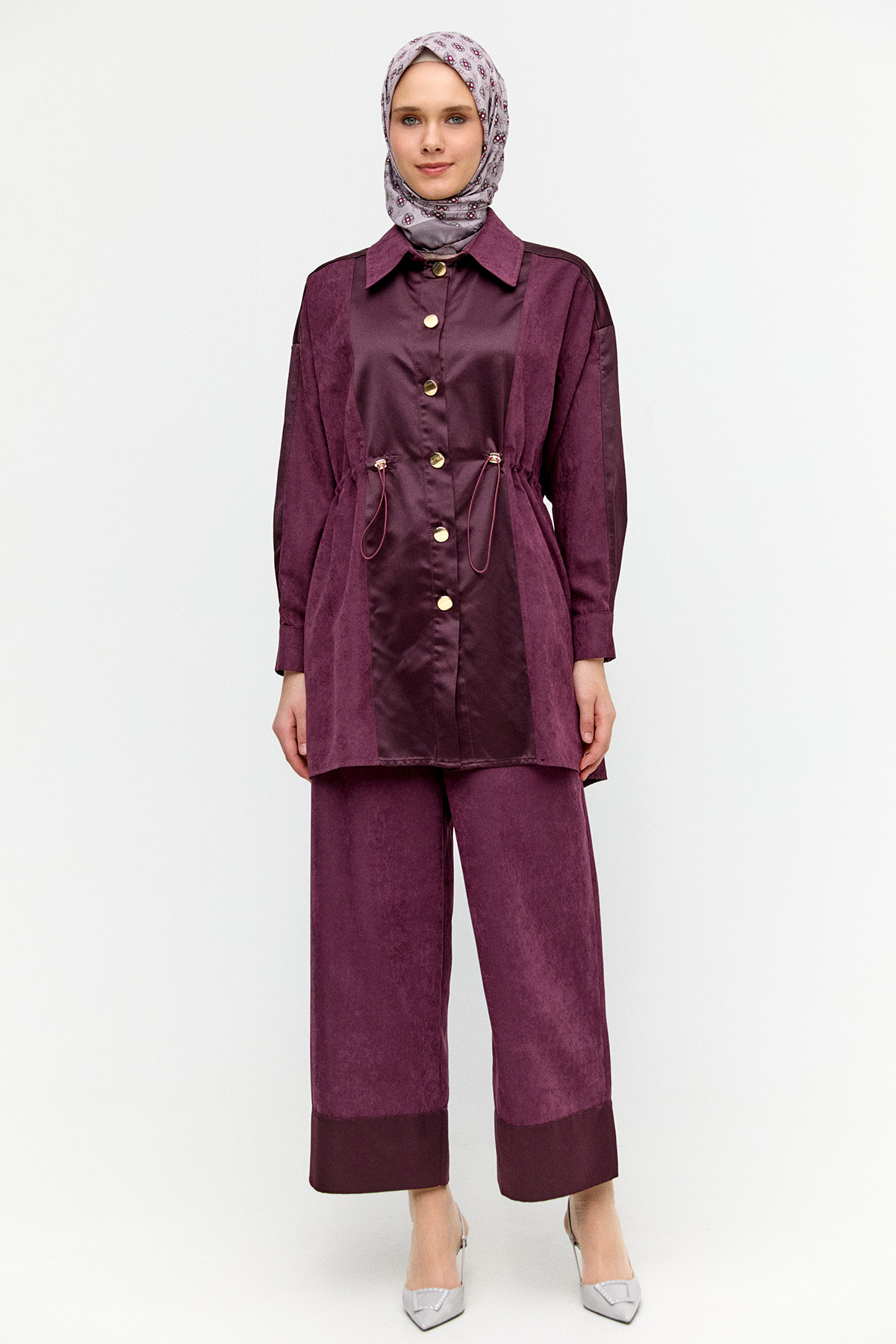 Düğmeli Lyocell Tunik, Tesettür Giyim
