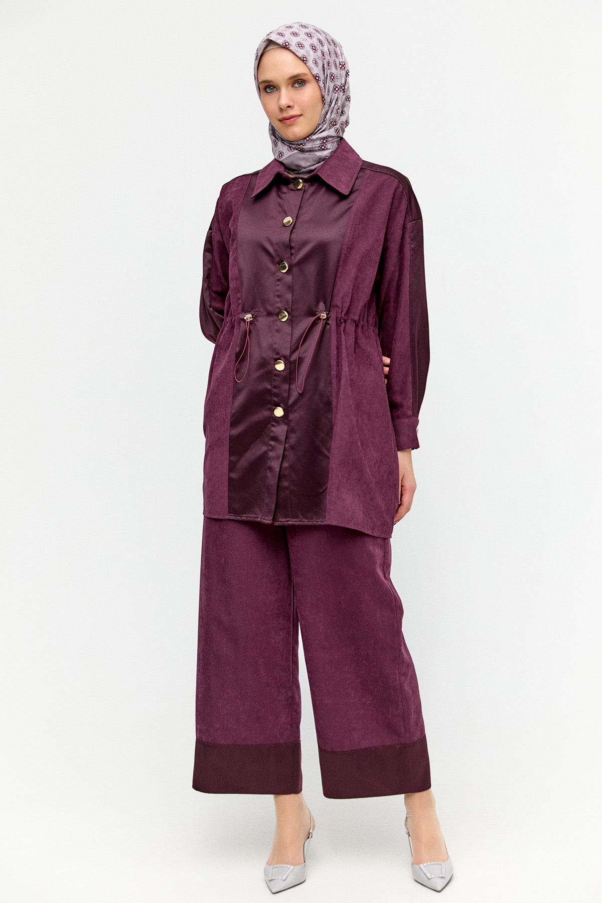 Düğmeli Lyocell Tunik, Tesettür Giyim