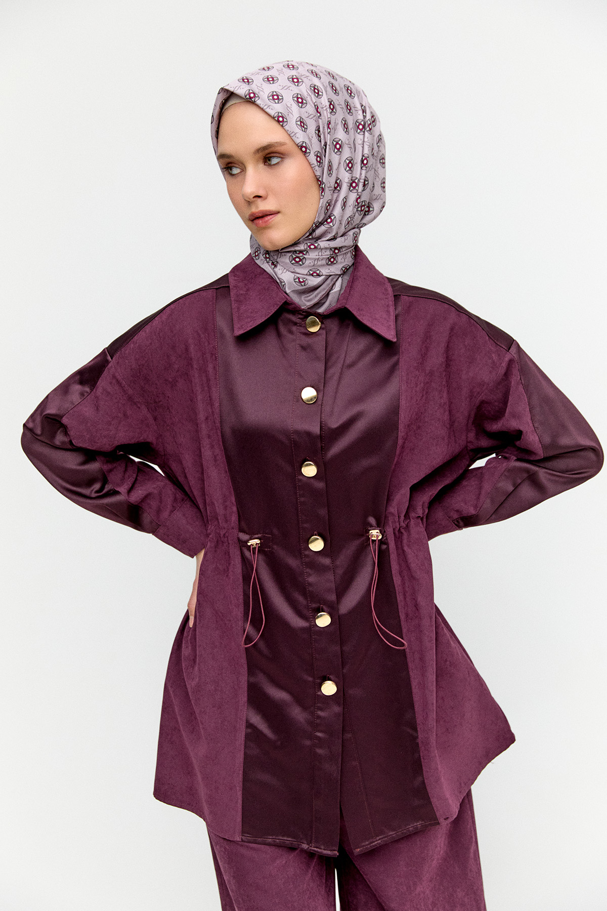 Düğmeli Lyocell Tunik, Tesettür Giyim