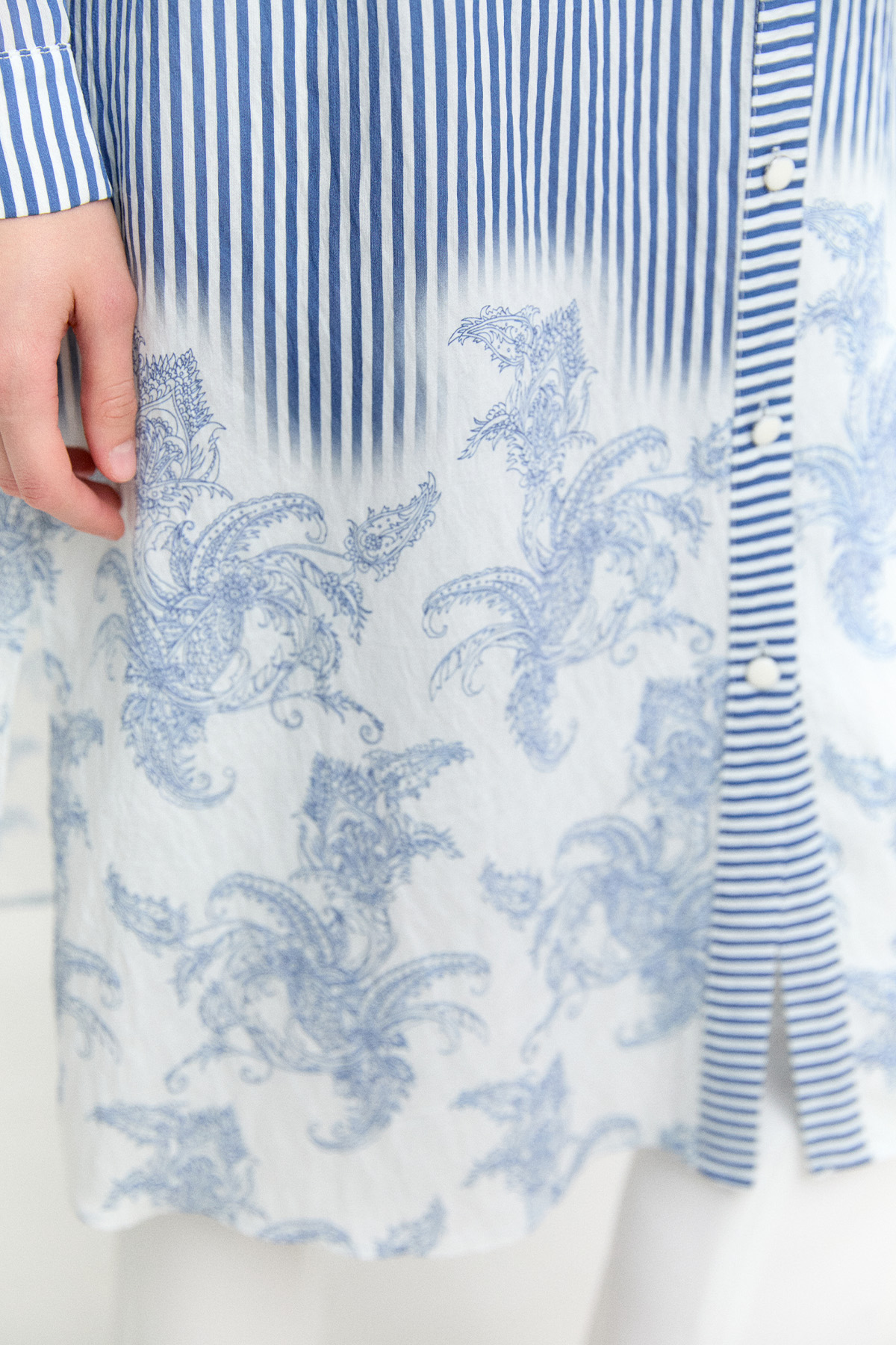 Şal Desenli Kuşaklı Çizgili Tunik, Tesettür Giyim