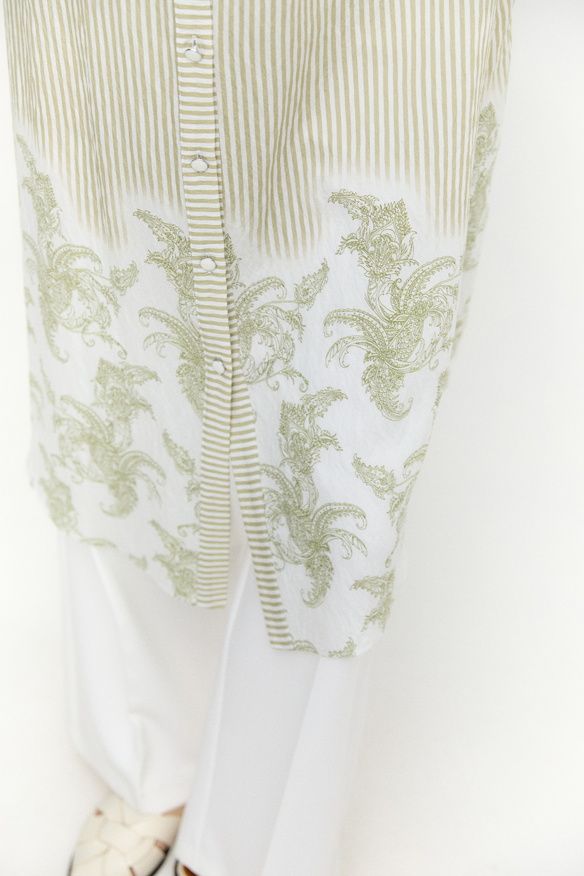 Şal Desenli Kuşaklı Çizgili Tunik, Tesettür Giyim