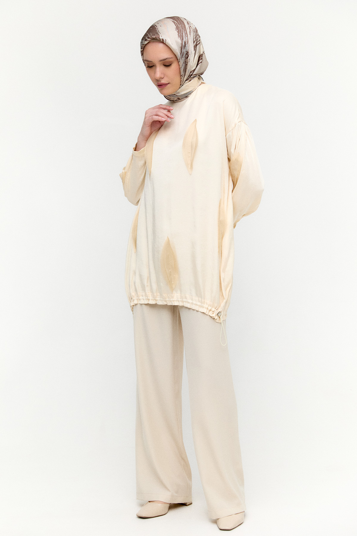 Yaprak Aplikeli Cupra Tunik, Tesettür Giyim