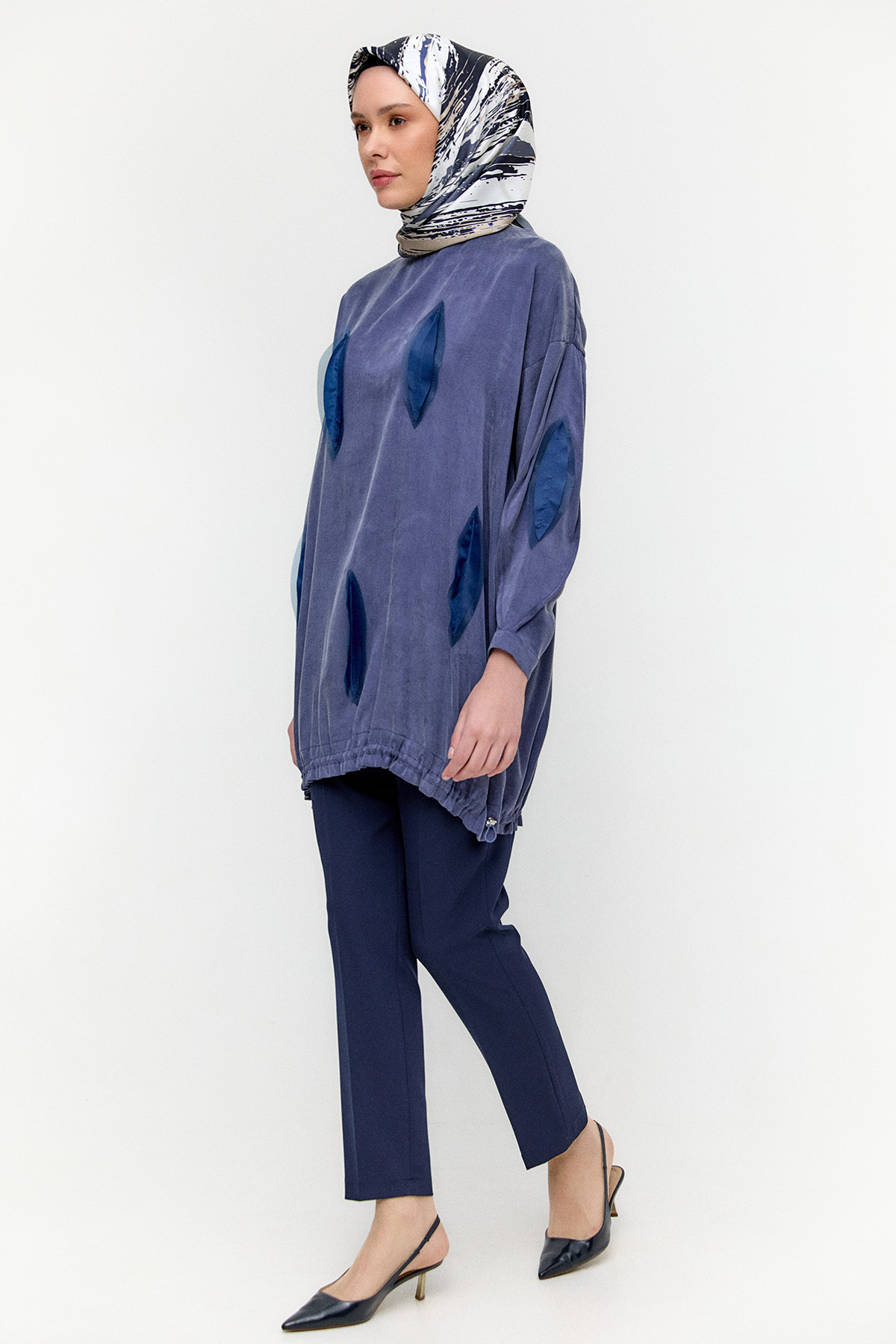 Yaprak Aplikeli Cupra Tunik, Tesettür Giyim