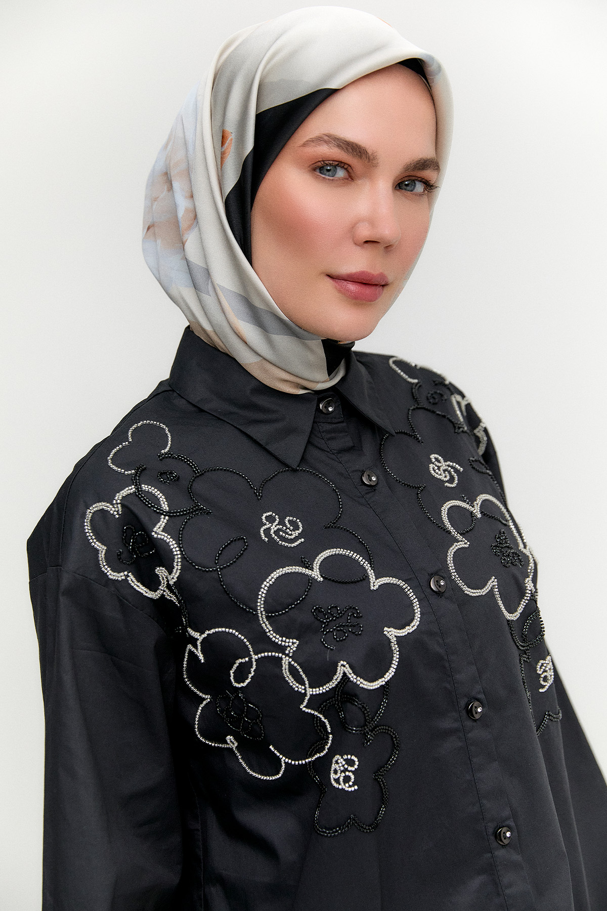 Boncuk İşlemeli Pamuk Tunik, Tesettür Giyim