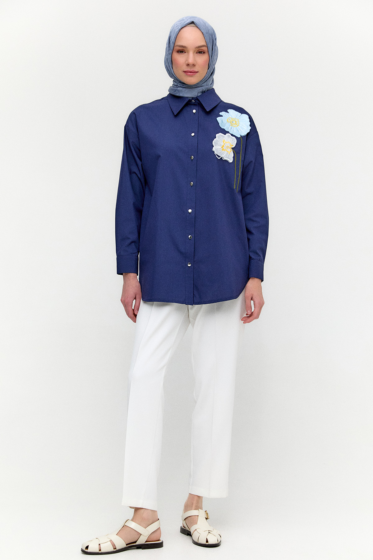 Organze Çiçekli Pamuk Tunik, Tesettür Giyim