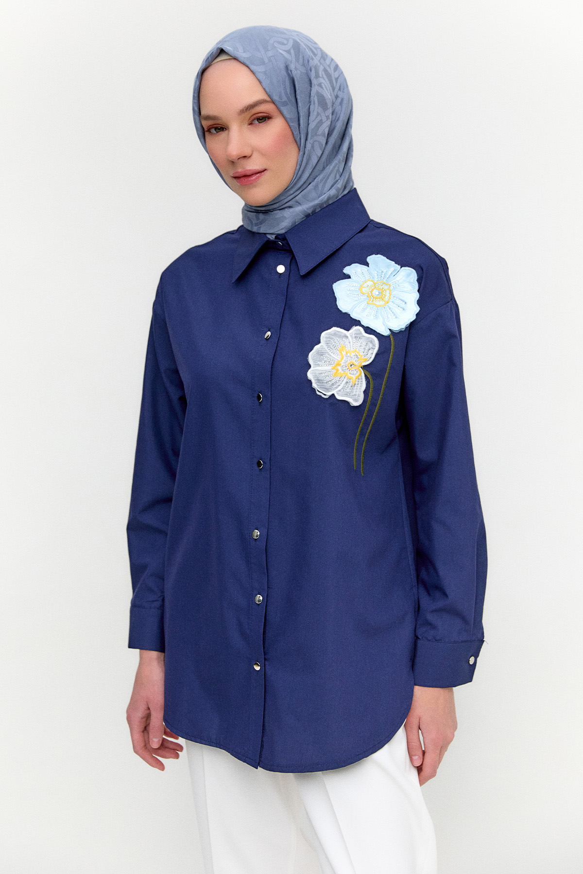 Organze Çiçekli Pamuk Tunik, Tesettür Giyim