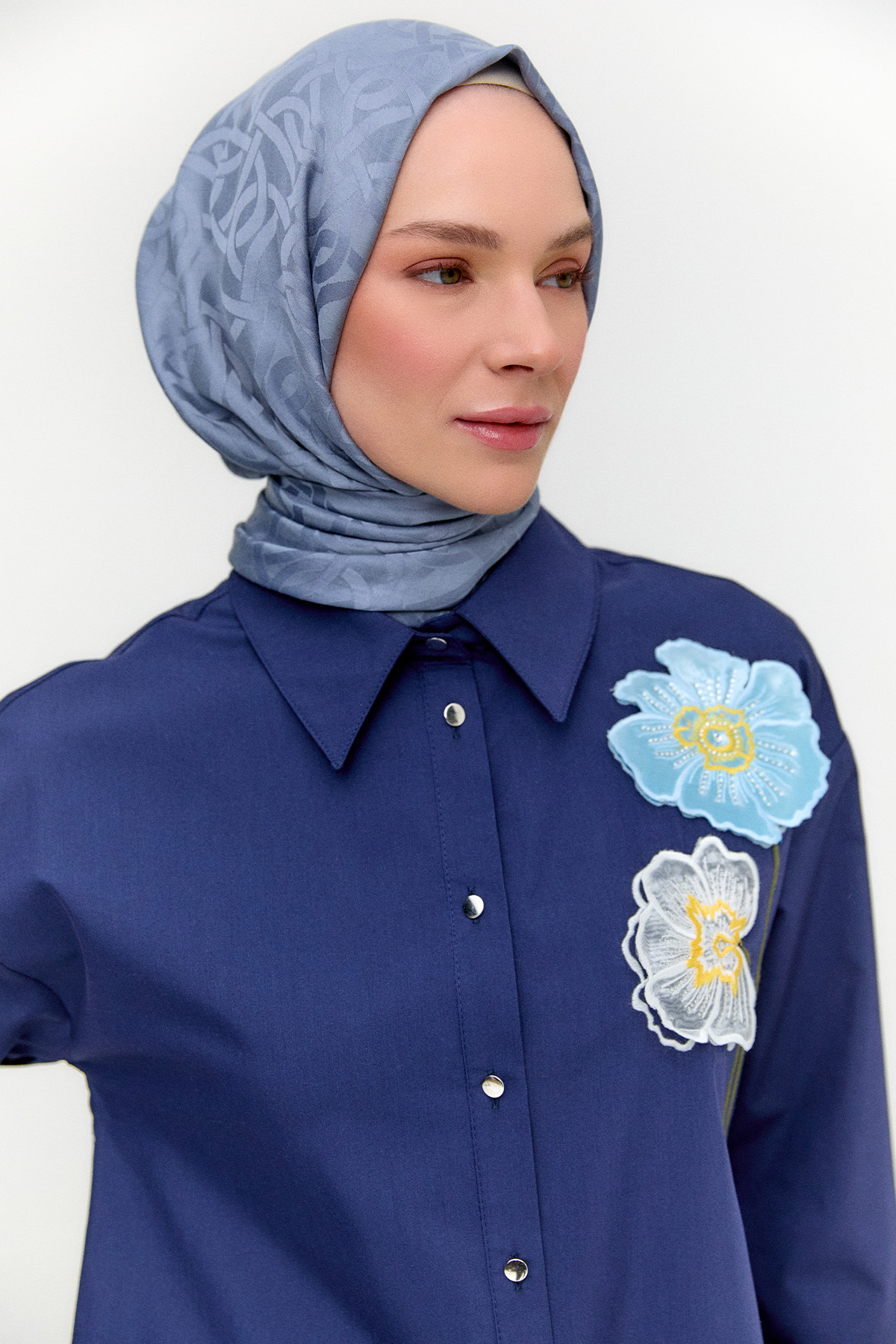 Organze Çiçekli Pamuk Tunik, Tesettür Giyim