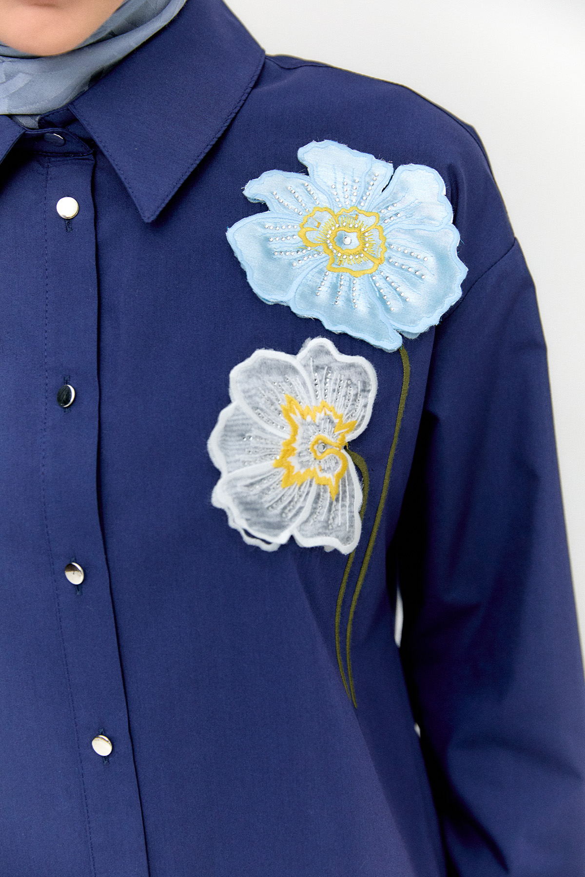 Organze Çiçekli Pamuk Tunik, Tesettür Giyim