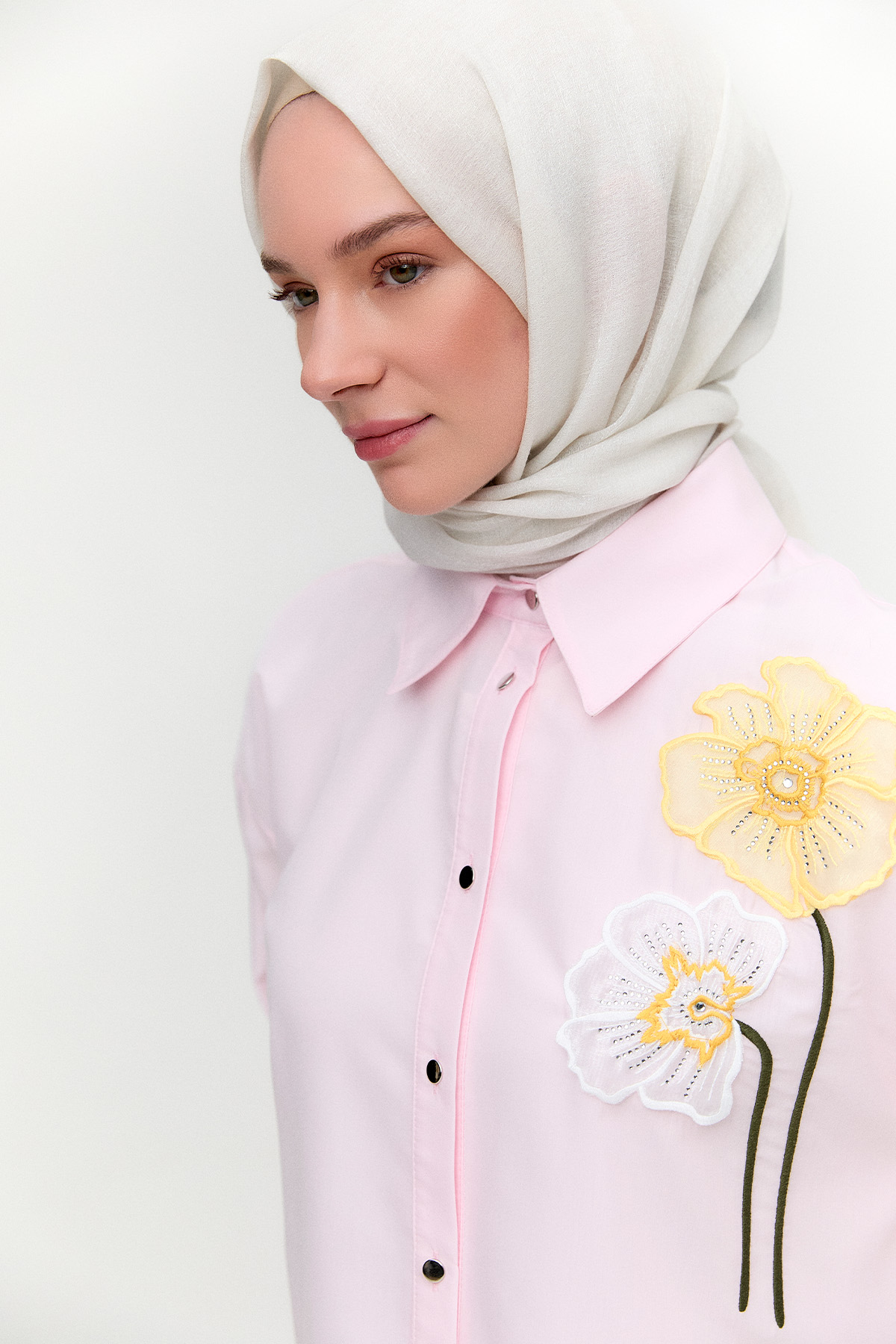 Organze Çiçekli Pamuk Tunik, Tesettür Giyim